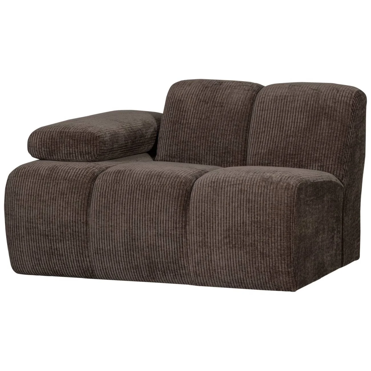 Modulsofa Mojo Flachcord, modern und flexibel, braun, 1-Sitzer mit Armlehne links