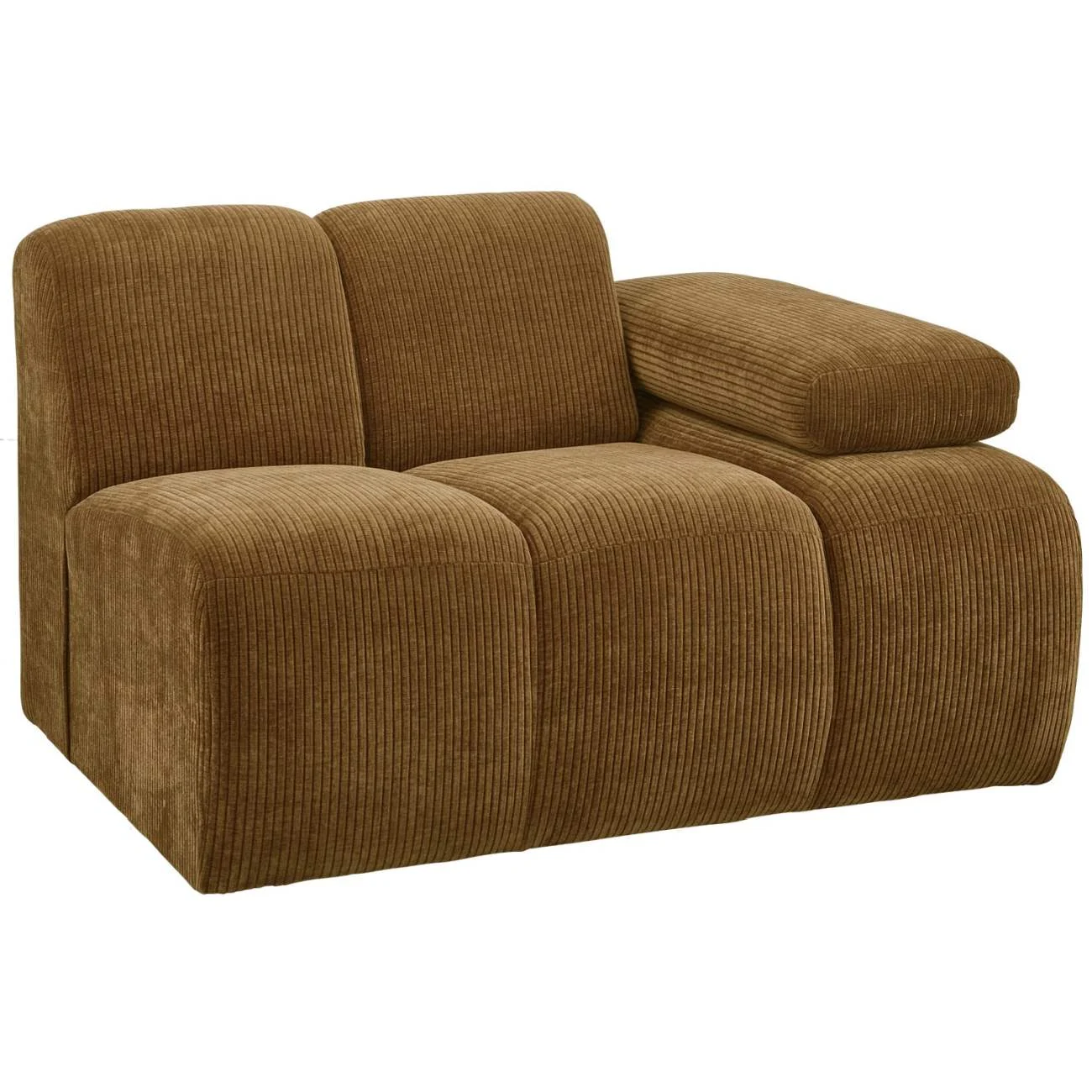 Modulsofa Mojo aus Flachcord, modern und flexibel, honiggelb, 1-Sitzer mit Armlehne rechts