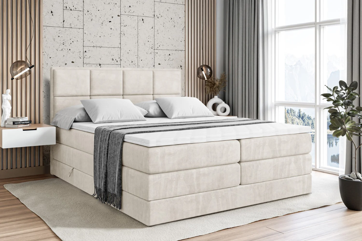 Boxspringbett NOVA KING Beige - Casablanca 2301 120x200 cm