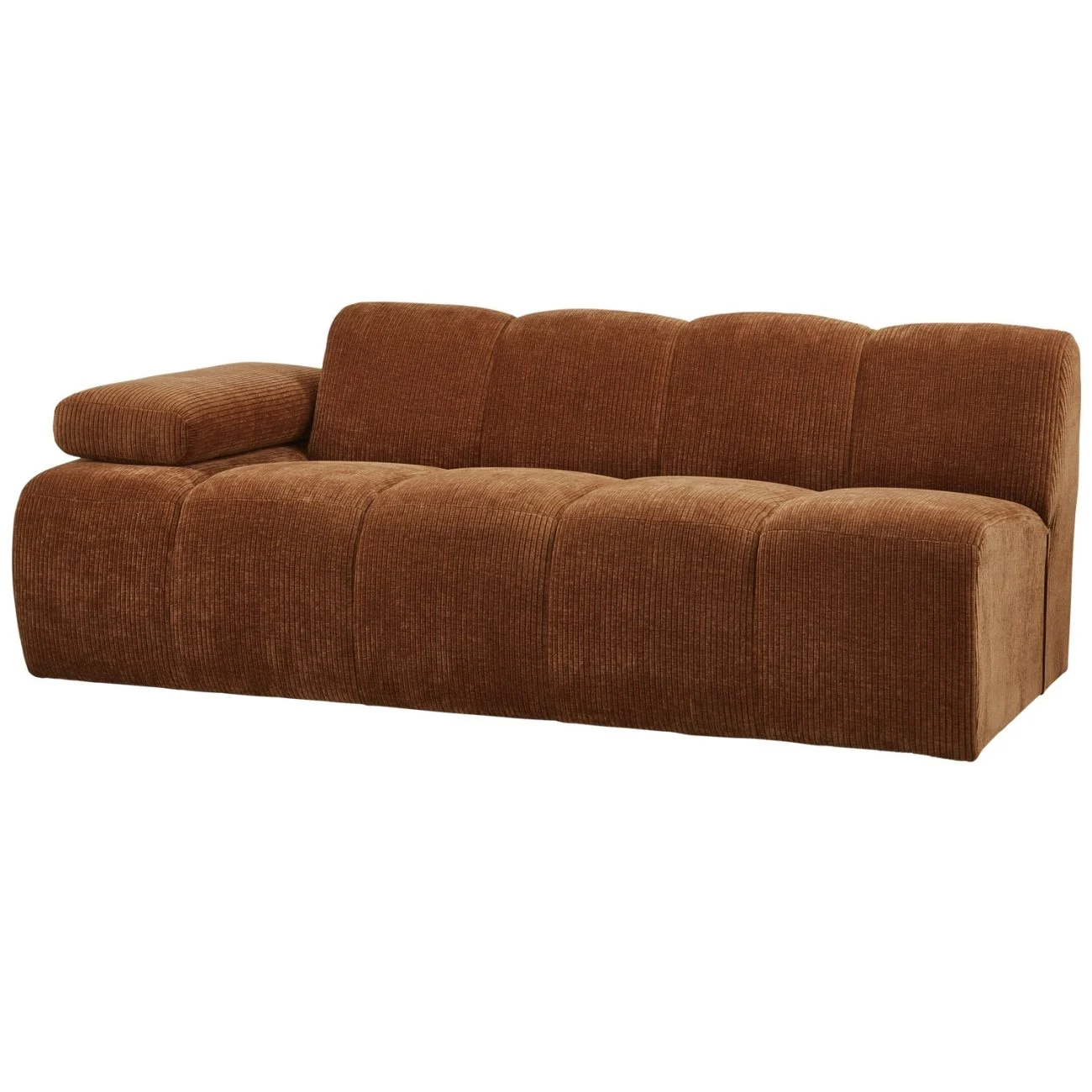 Modulsofa Mojo Flachcord, modern und flexibel, rostbraun, 2-Sitzer mit Armlehne links