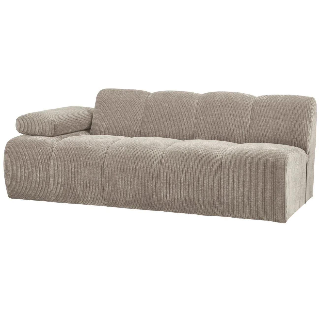 Modulsofa Mojo aus Flachcord, modern und flexibel, Sand, 2-Sitzer mit Armlehne links