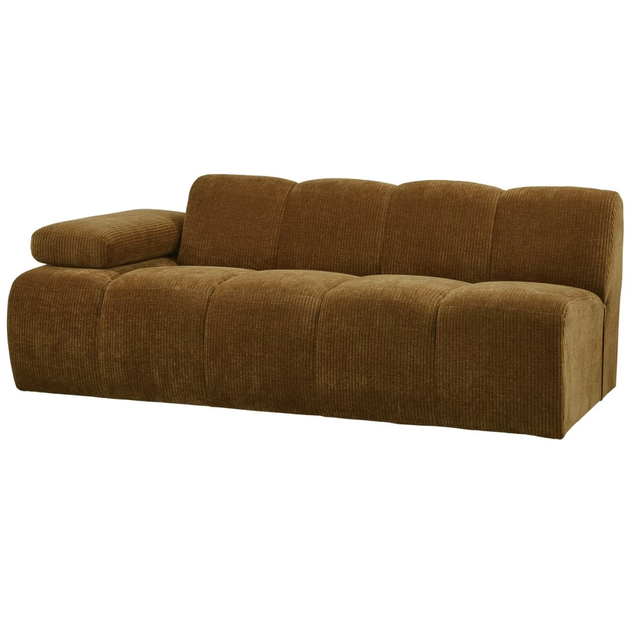 Modulsofa Mojo Flachcord, modern mit Armlehne links, honiggelb, flexibler Komfort - Woood