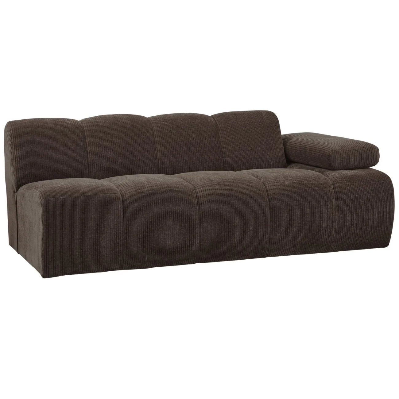 Modulsofa Mojo Flachcord, modern und flexibel, braun, 2-Sitzer mit Armlehne rechts