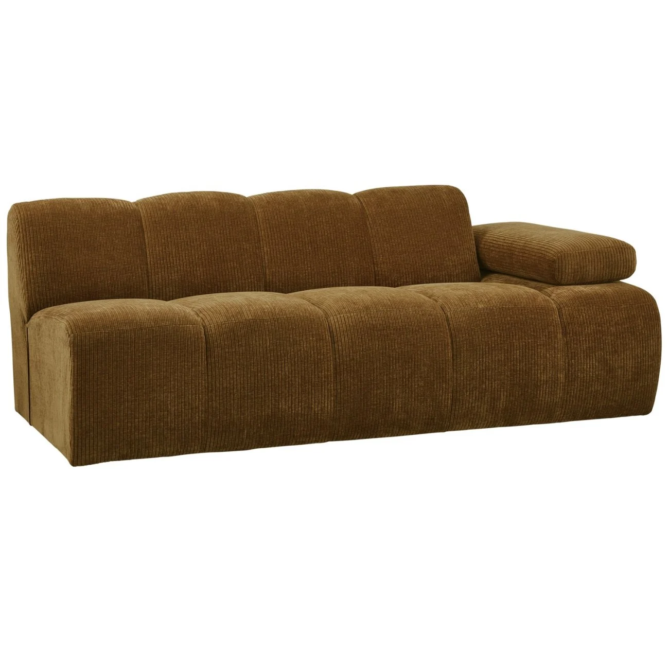 Modulsofa Mojo Flachcord, modern und flexibel, honiggelb, 2-Sitzer mit Armlehne rechts