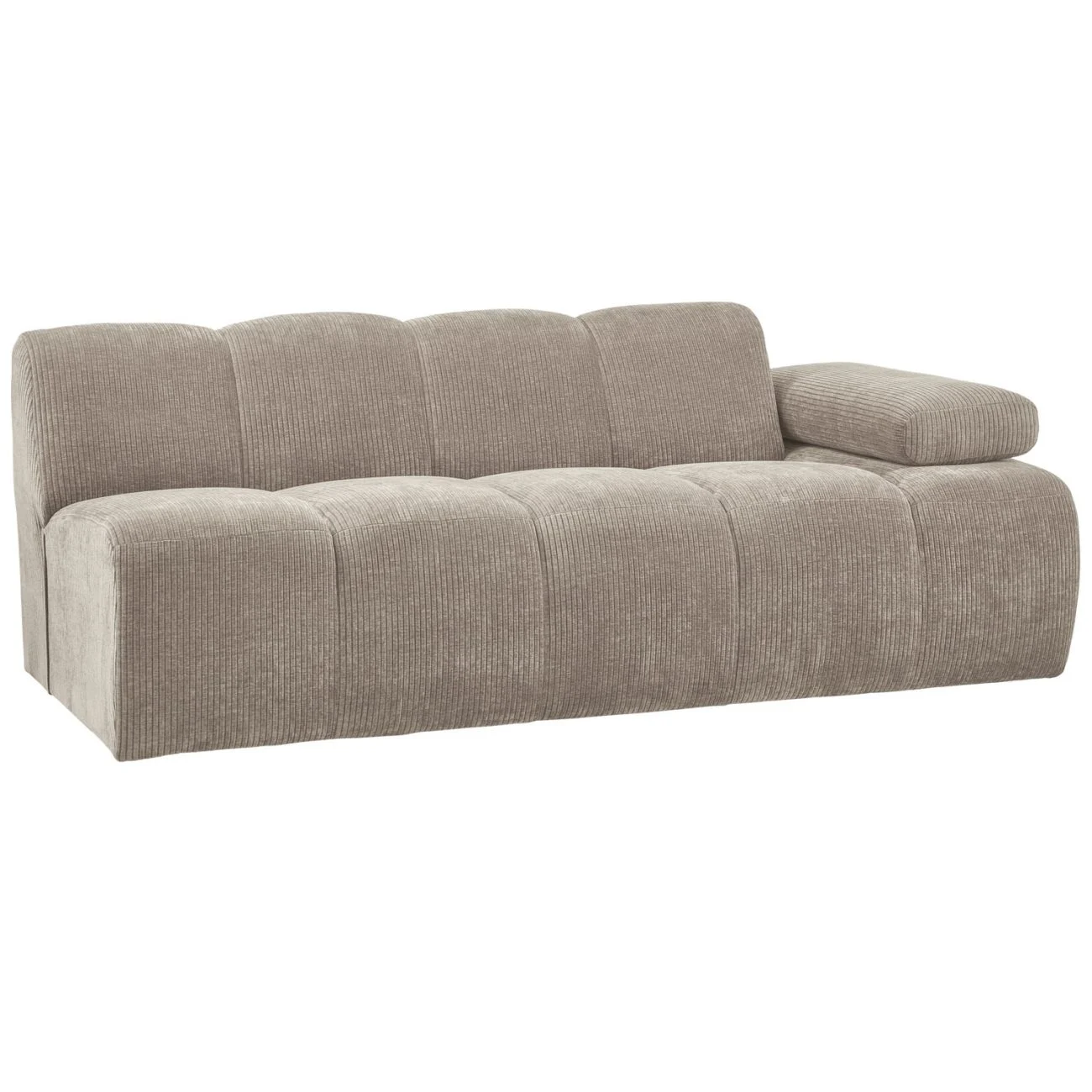 Modulsofa Mojo aus Flachcord, modern und flexibel, Sand, 2-Sitzer mit Armlehne rechts