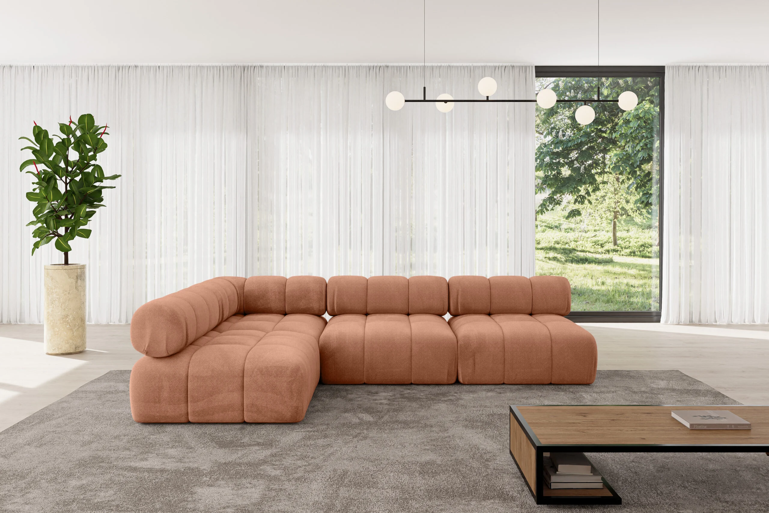 Ecksofa Samaro-L2 Apricot - Monolith 61
