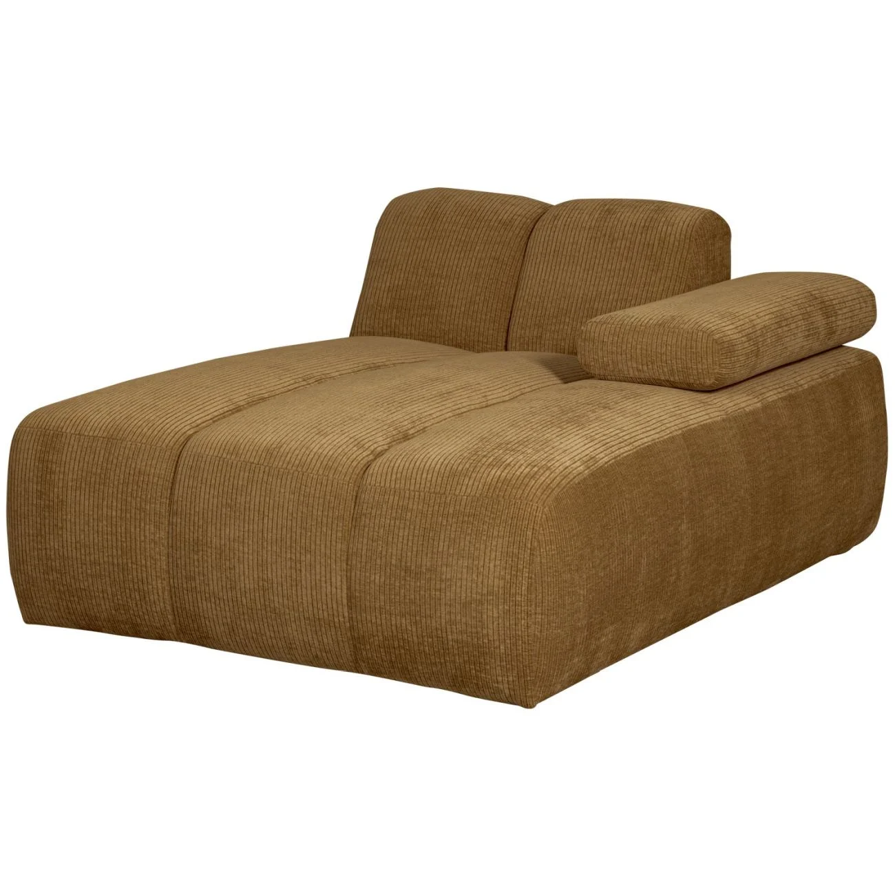 Modulsofa Mojo aus Flachcord, modern mit Chaiselongue rechts, honiggelb, verstellbare Armlehne - Woood