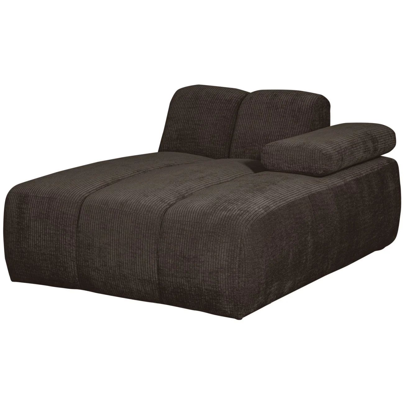 Modulsofa Mojo Flachcord, modern mit Chaiselongue rechts, Braun, verstellbare Armlehnen, bequem - Woood
