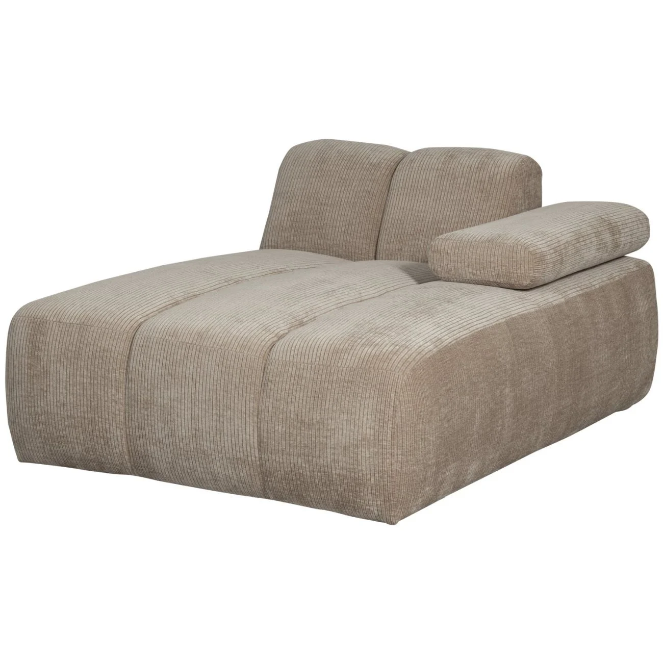 Modulsofa Mojo Flachcord, moderne Chaiselongue rechts, sandfarben, flexibler Komfort - Woood