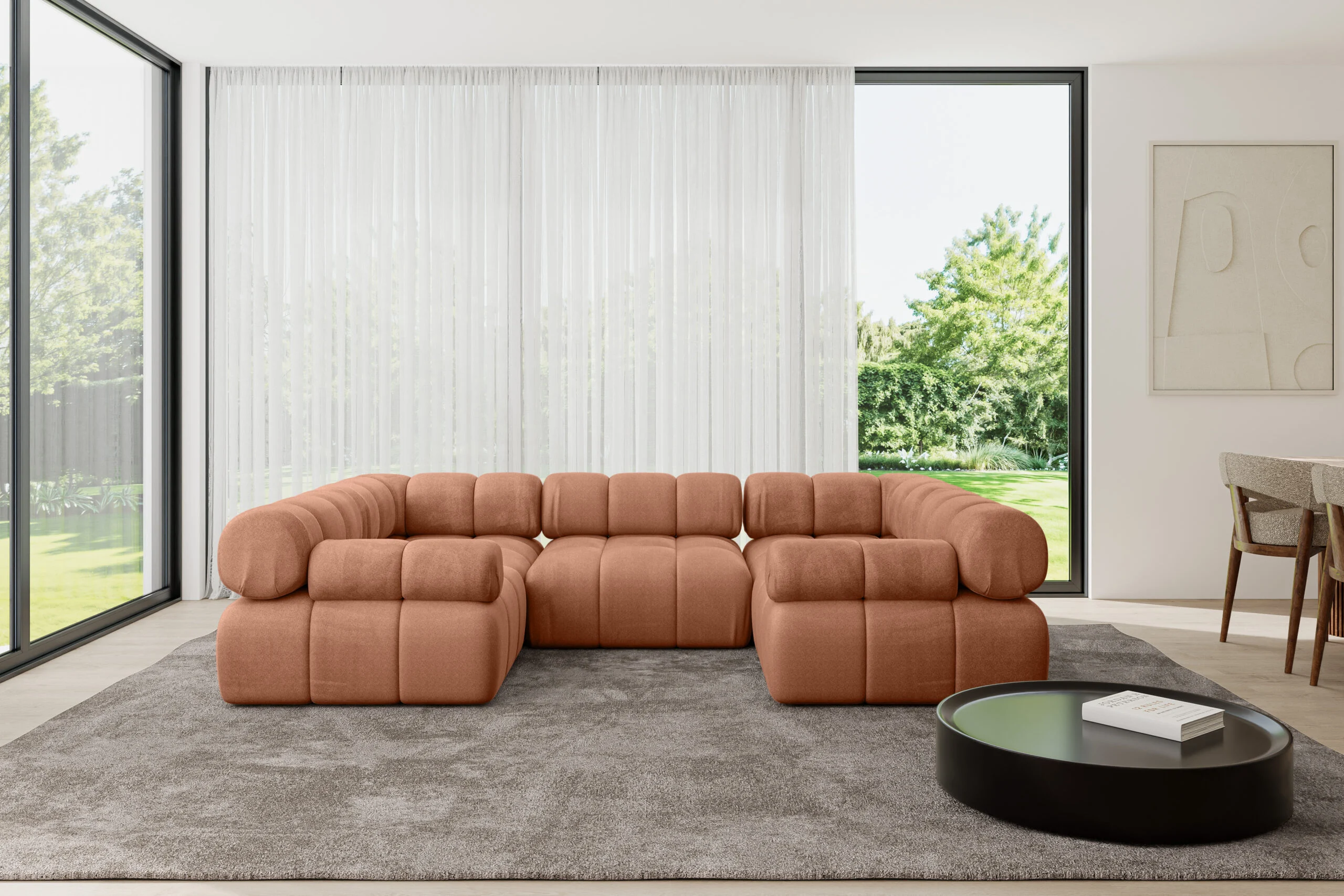 Wohnlandschaft Birno-U1 Apricot - Monolith 61