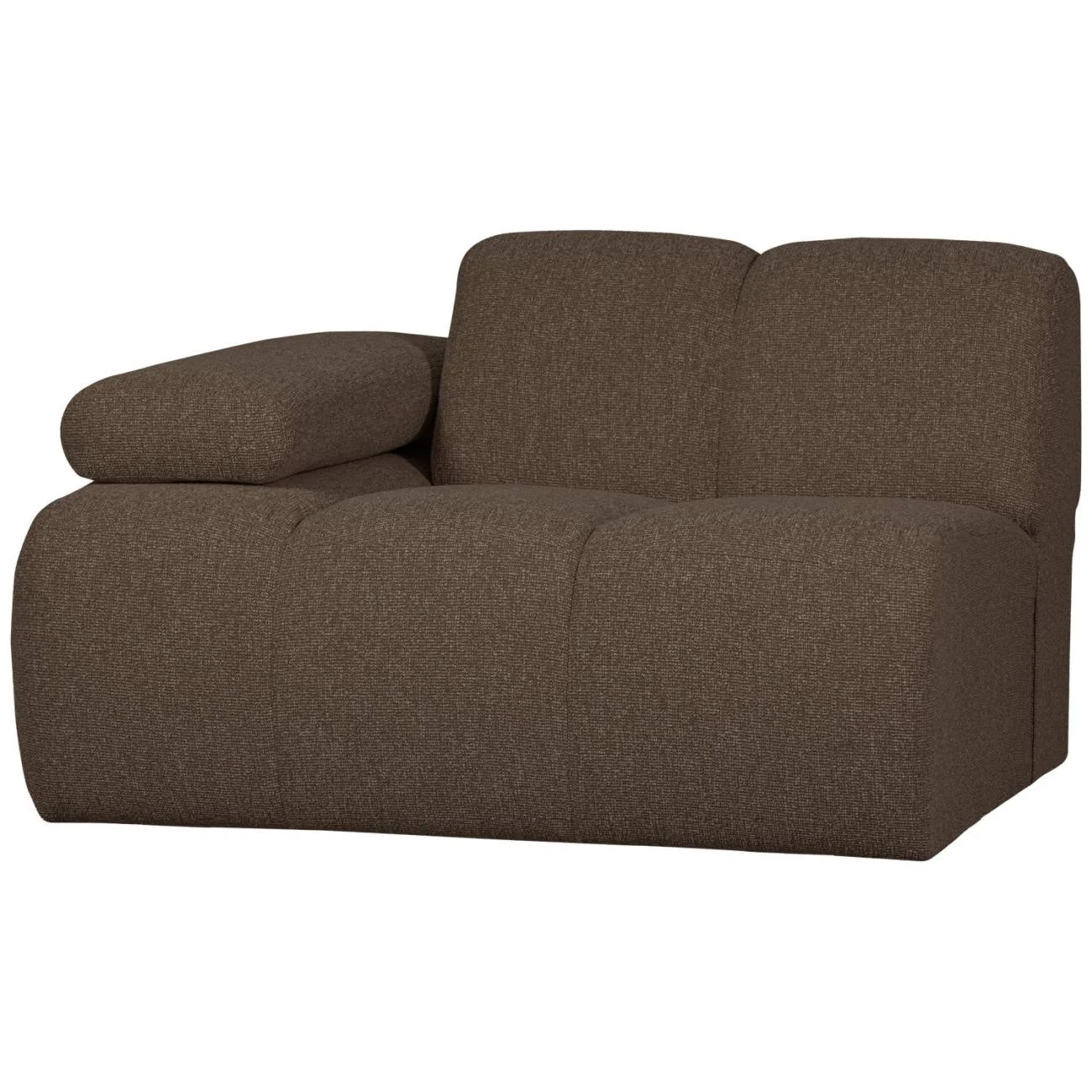Modulsofa Mojo Bouclé, modern und flexibel, 1-Sitzer Armlehne links, Braun, weicher Stoff