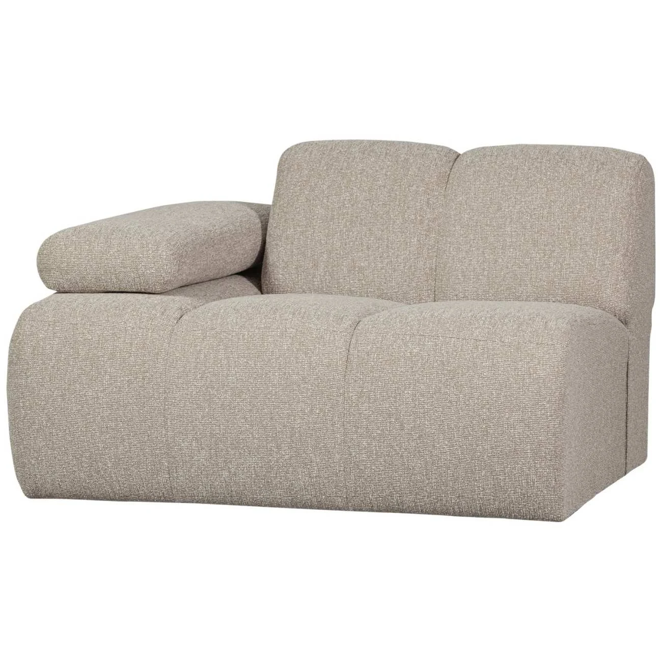 Modulsofa Mojo Bouclé, modern und flexibel, beige, 1er Arm-Links, weicher Stoff