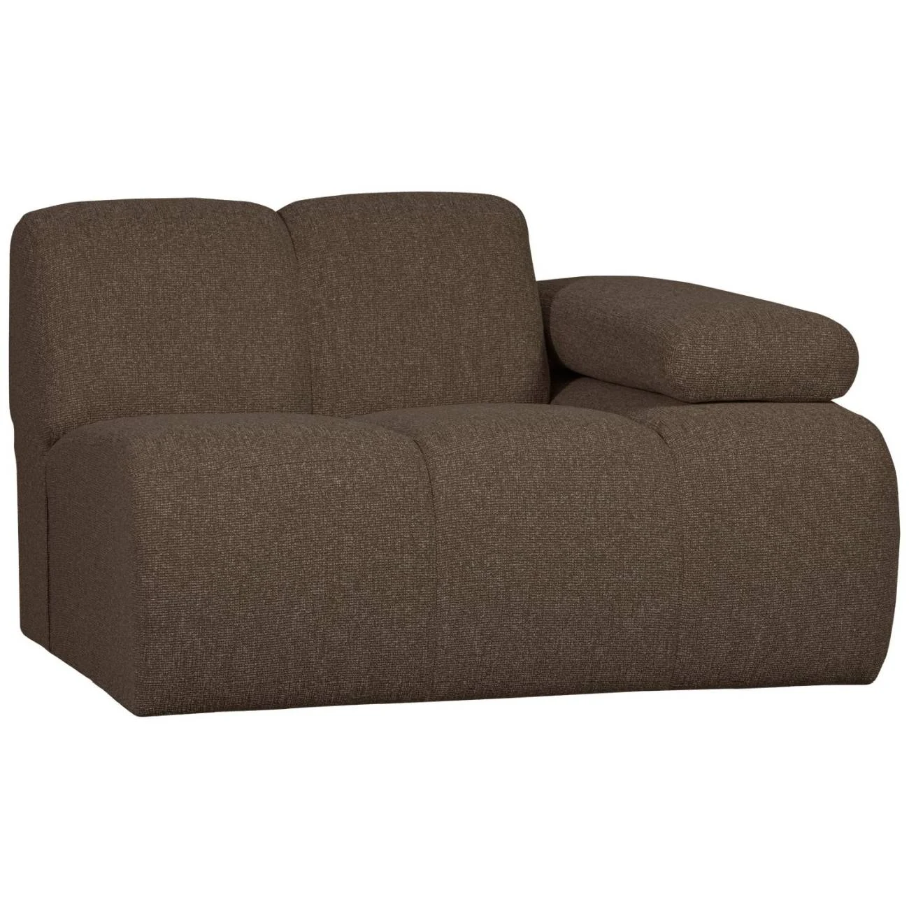 Modulsofa Mojo aus Bouclé-Stoff, modern und flexibel, braun, 1er Element mit Armlehne rechts