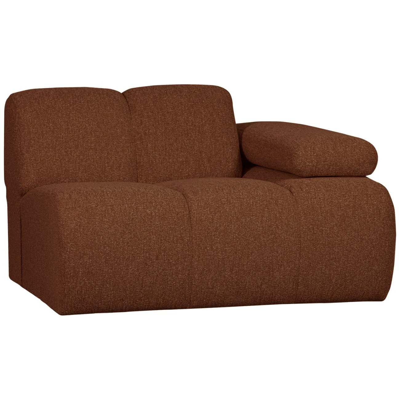 Modulsofa Mojo aus Bouclé-Stoff, modern und flexibel, Rostbraun, 1-Sitzer mit Armlehne rechts