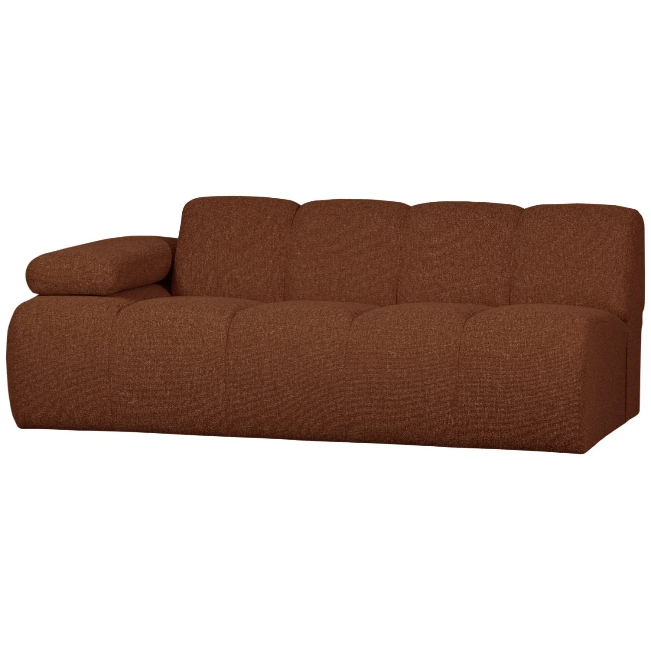 Modulsofa Mojo Bouclé, modernes 2-Sitzer-Element mit Armlehne links, rostbraun, flexibler Komfort