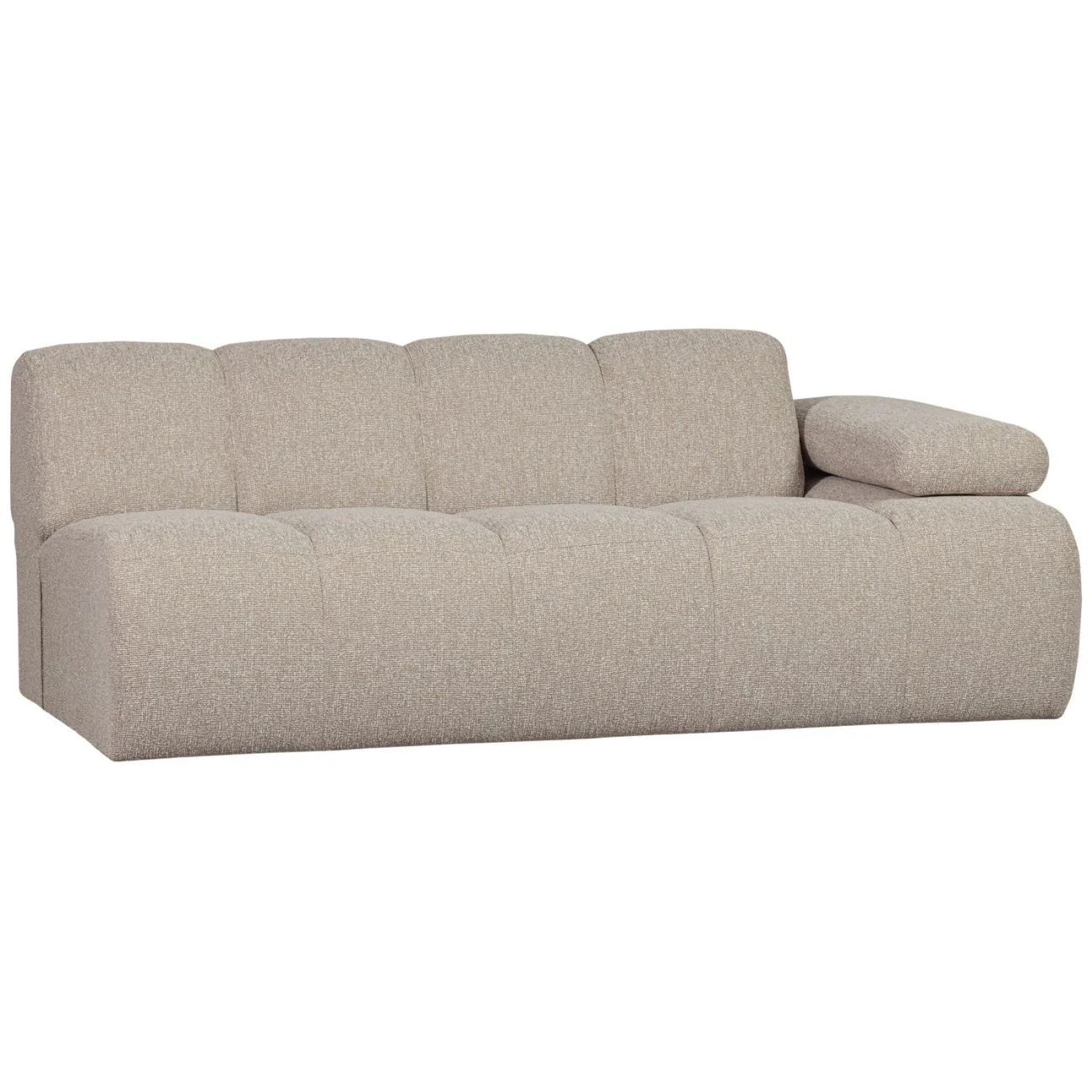 Modulsofa Mojo Bouclé, modern flexibel mit verstellbarer Armlehne rechts, Beige, 2-Sitzer