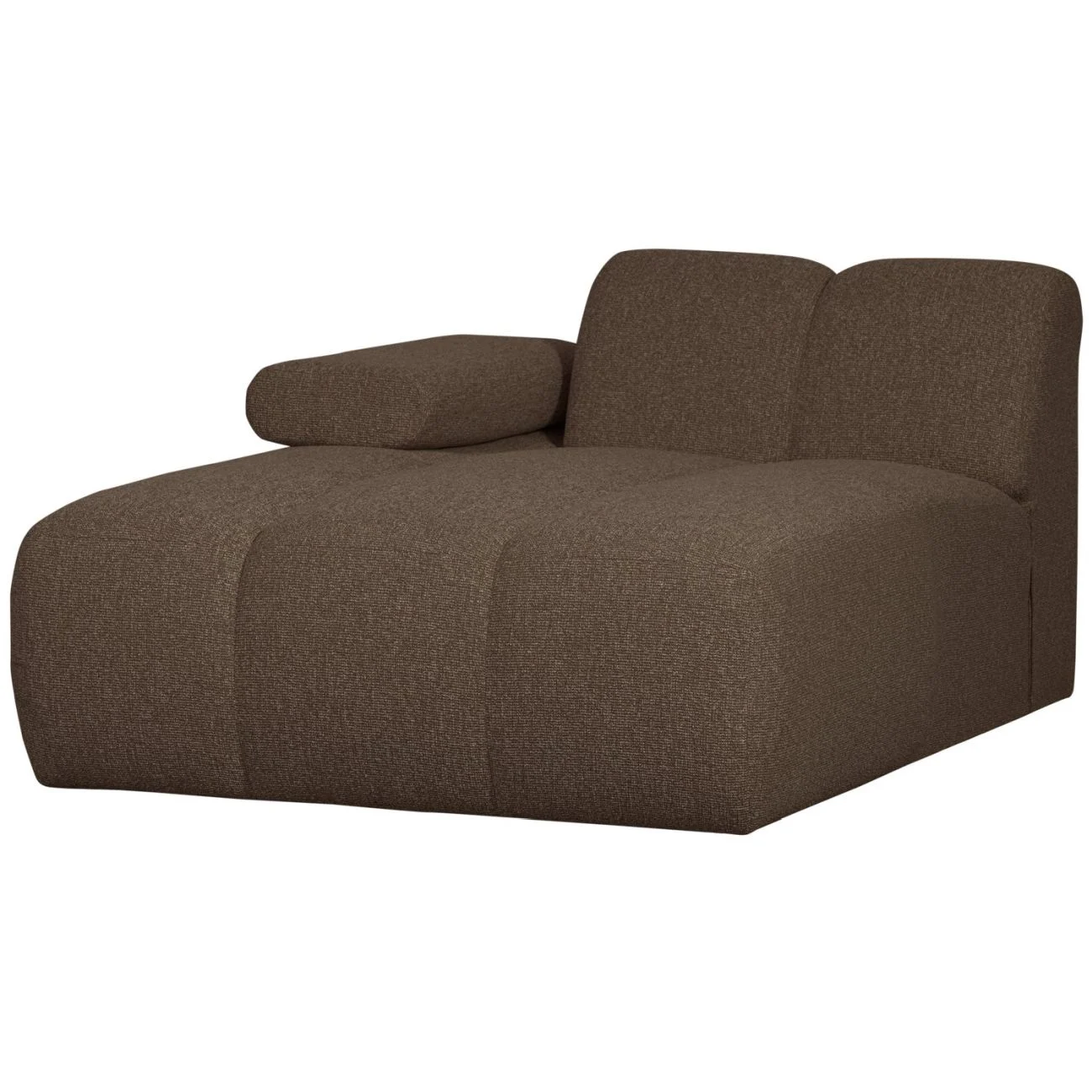 Modulsofa Mojo Bouclé, modern mit Chaiselongue links, braun, verstellbare Armlehne, gemütlich - Woood
