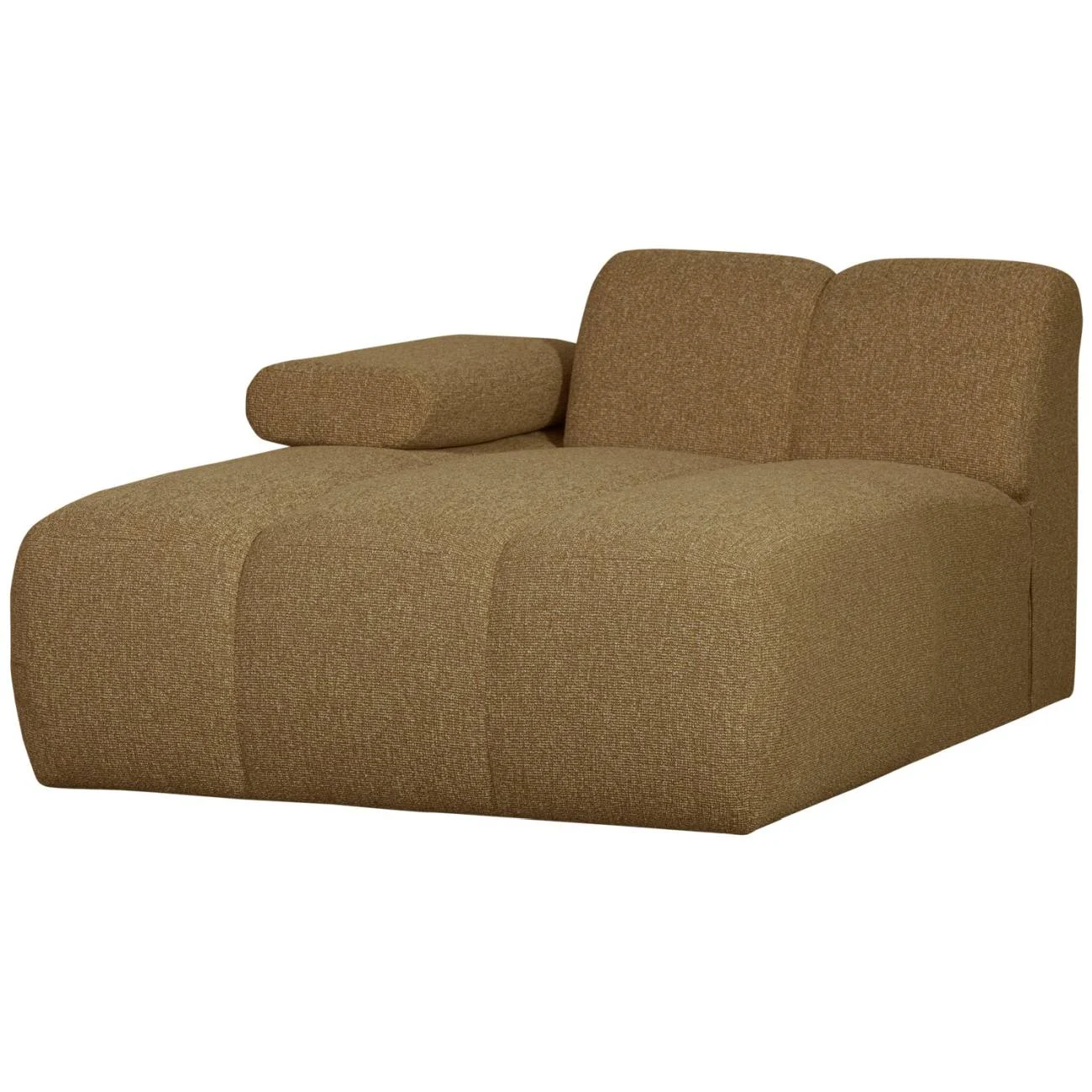Modulsofa Mojo Bouclé, moderne Chaiselongue links, gelb braun, flexibler Komfort - Woood