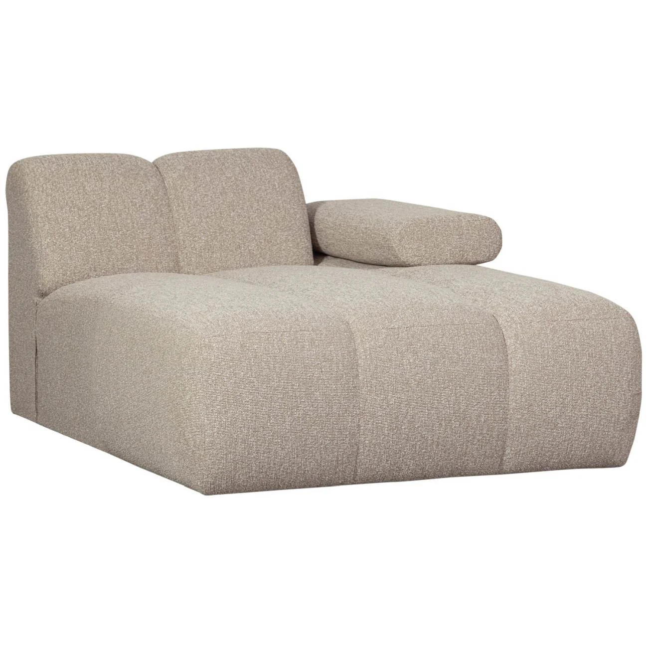 Modulsofa Mojo Bouclé, modern mit Chaiselongue rechts, beige, verstellbare Armlehne, komfortabel - Woood
