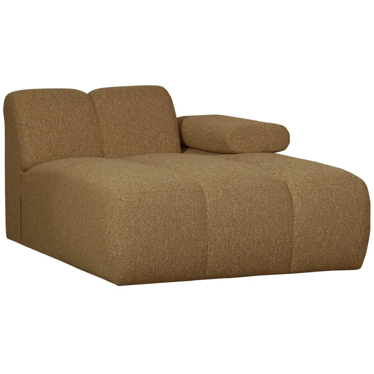 Modulsofa Mojo aus Bouclé-Stoff, modern mit Chaiselongue rechts, gelb braun, flexibel und komfortabel