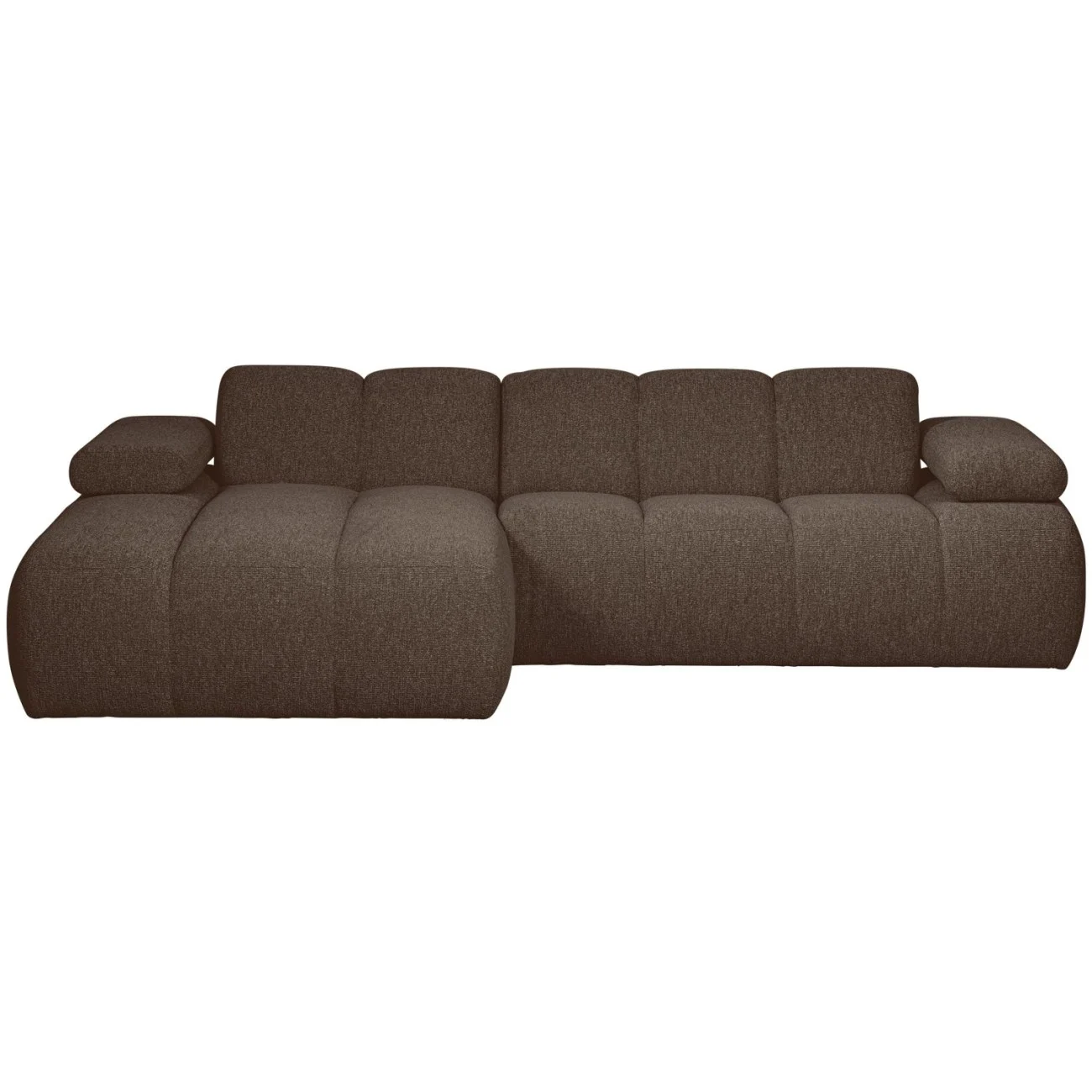 Chaiselongue Mojo Bouclé-Stoff, modern und flexibel, links, braun, verstellbare Armlehnen