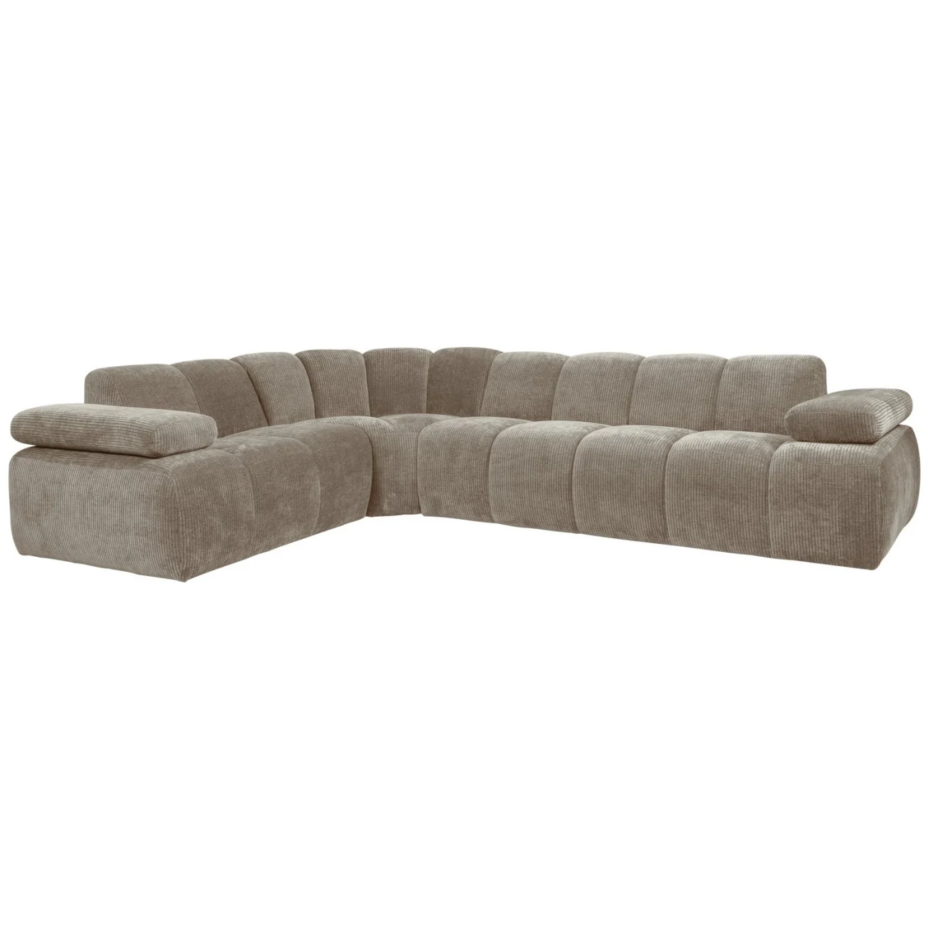 Ecksofa Mojo aus Flachcord, modern und flexibel, Sand, mit verstellbaren Armlehnen, links - Woood
