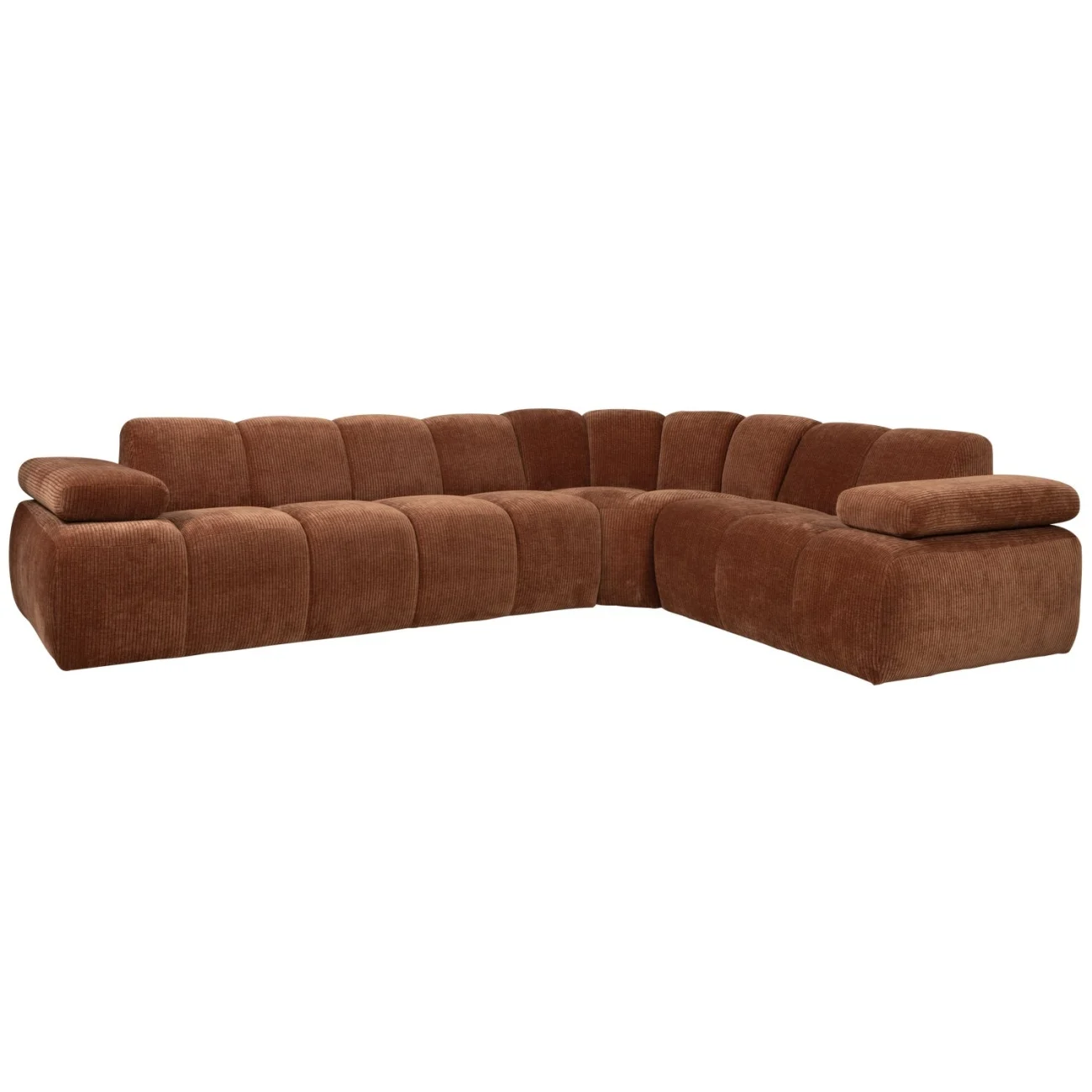 Ecksofa Mojo aus Flachcord, modern und flexibel, rechts, rostbraun, für 4–5 Personen - Woood