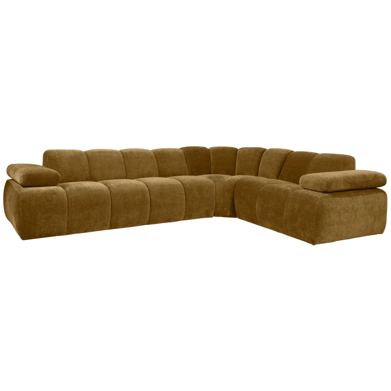 Ecksofa Mojo aus Flachcord, modern und flexibel, honiggelb, verstellbare Armlehnen - Woood