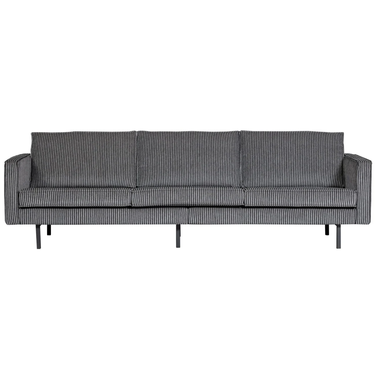 Sofa Rodeo 3 Sitzer aus Stoff, modernes Design mit Streifenmuster, Schwarz Grau, komfortabel gepolstert - Woood