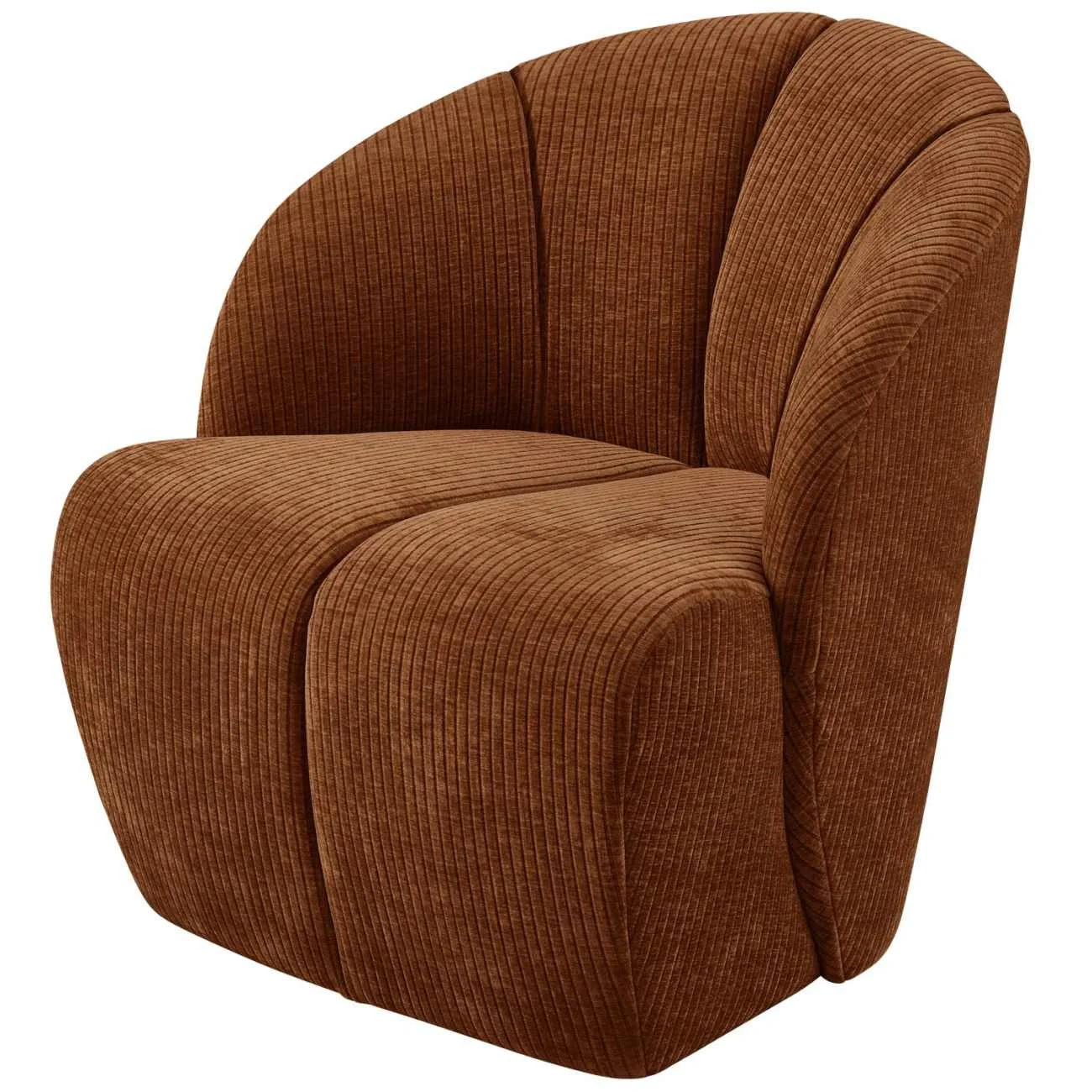 Drehsessel Mojo aus Flachcord, modern und drehbar, rostbraun, luxuriöse Textur - Woood