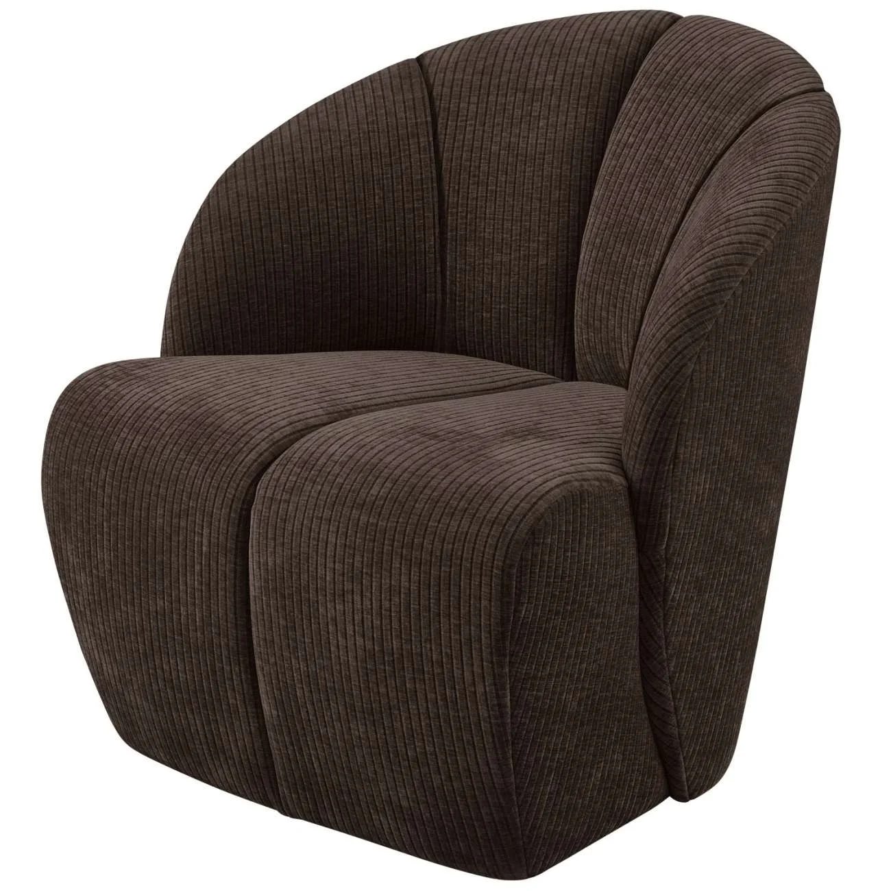 Drehsessel Mojo aus Flachcord, modern und drehbar, Braun, komfortabel gepolstert - Woood