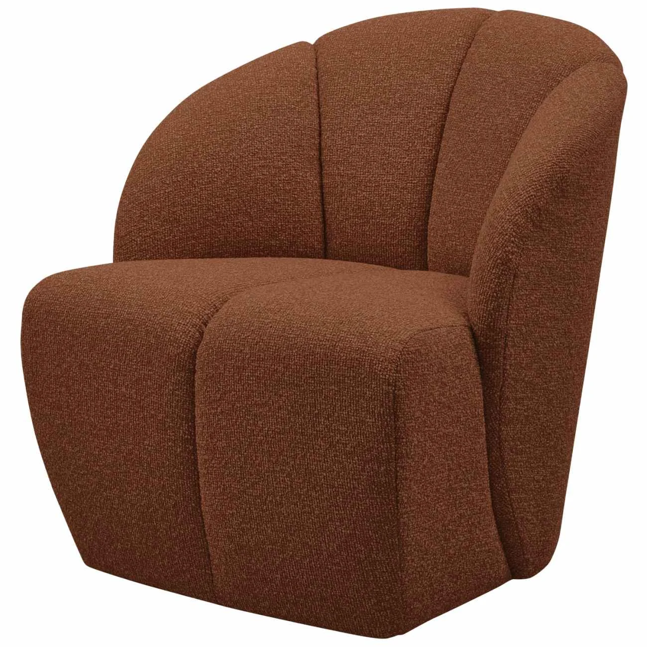 Drehsessel Mojo aus Bouclé-Stoff, modern und gepolstert, rostbraun, drehbar, für Dein Zuhause