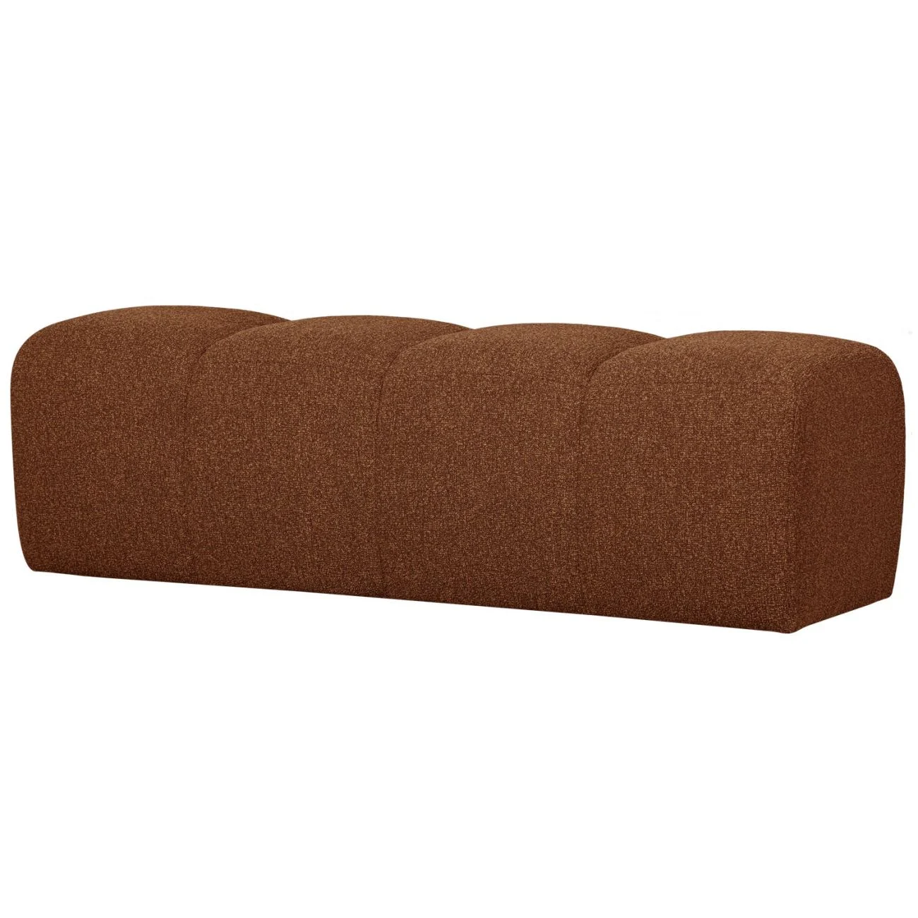 Bank Mojo aus Bouclé-Stoff, modern gepolstert, rostbraun, 160 cm, komfortabel für 2–3 Personen