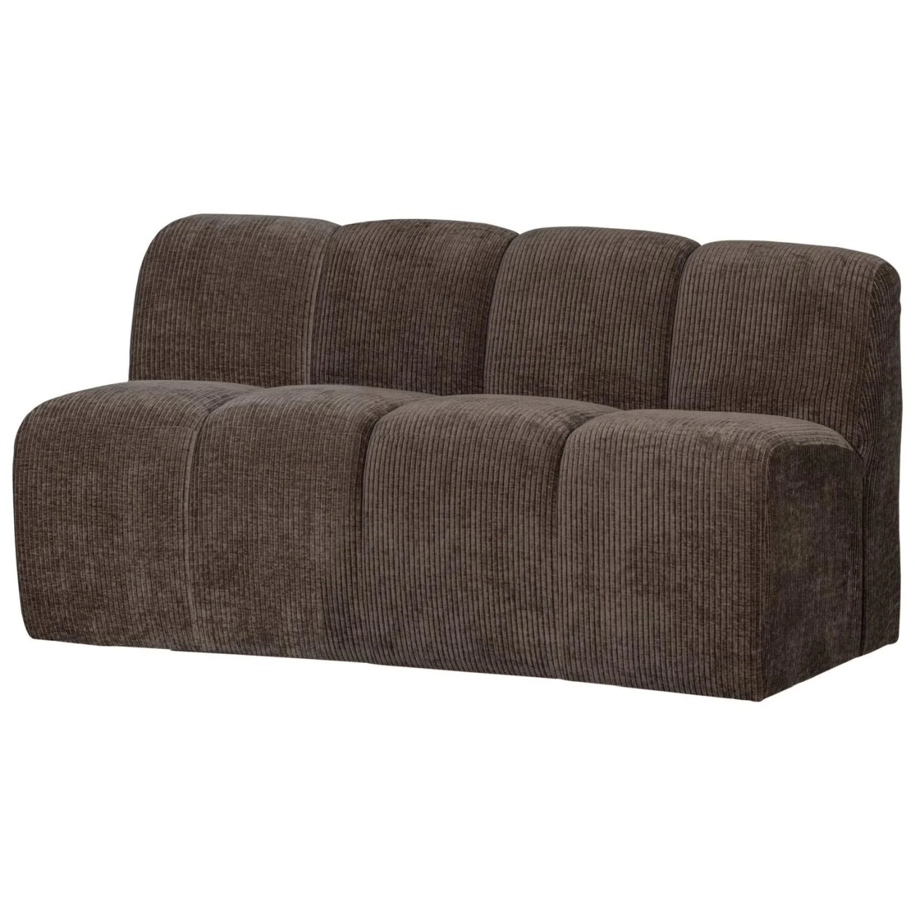 Bank Mojo Flachcord, modern gepolstert mit Rückenlehne, Braun, 160 cm, komfortabel für 2–3 Personen - Woood
