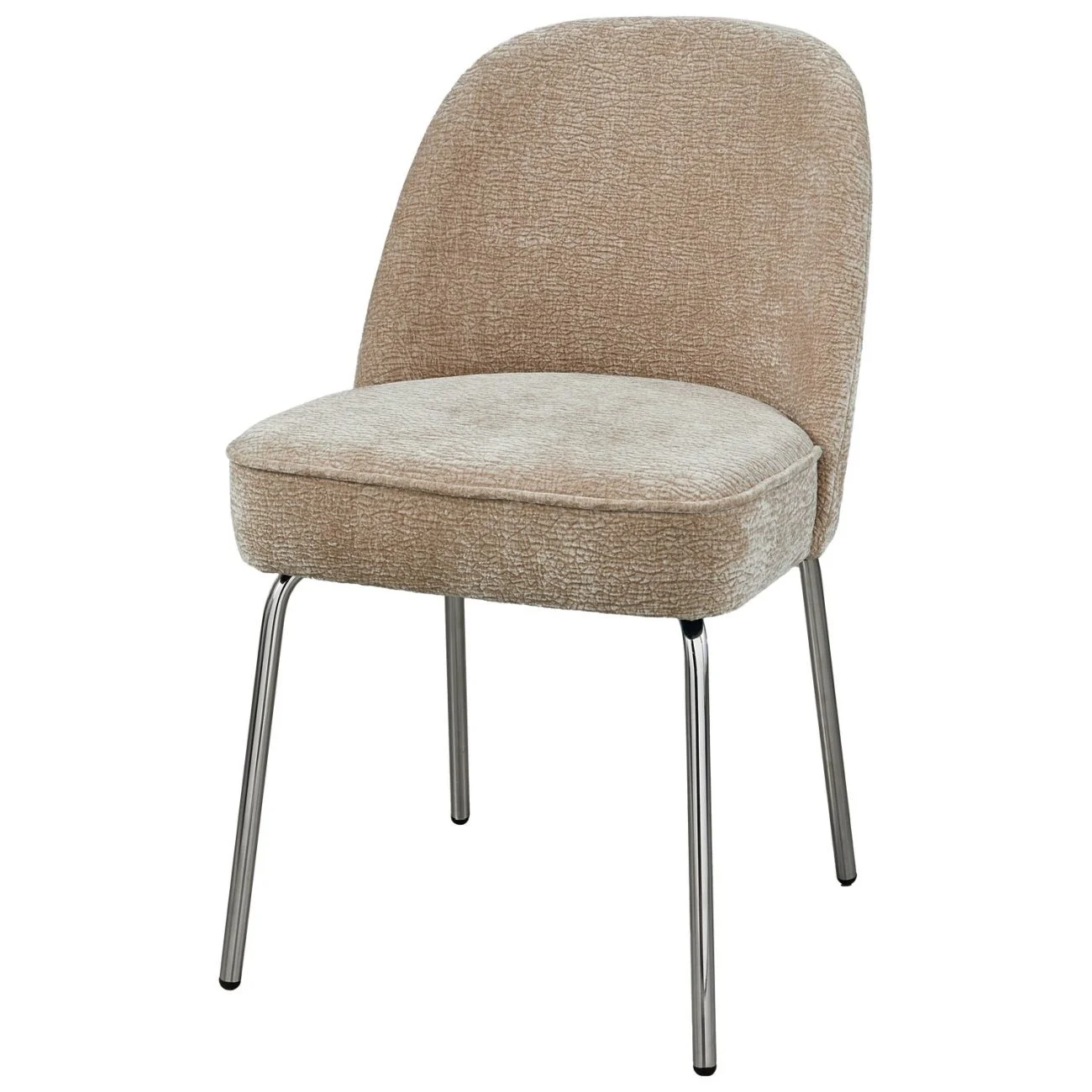 Esszimmerstuhl Vogue aus Chenille-Stoff, modernes Design, Chrome-Gestell, sandfarben