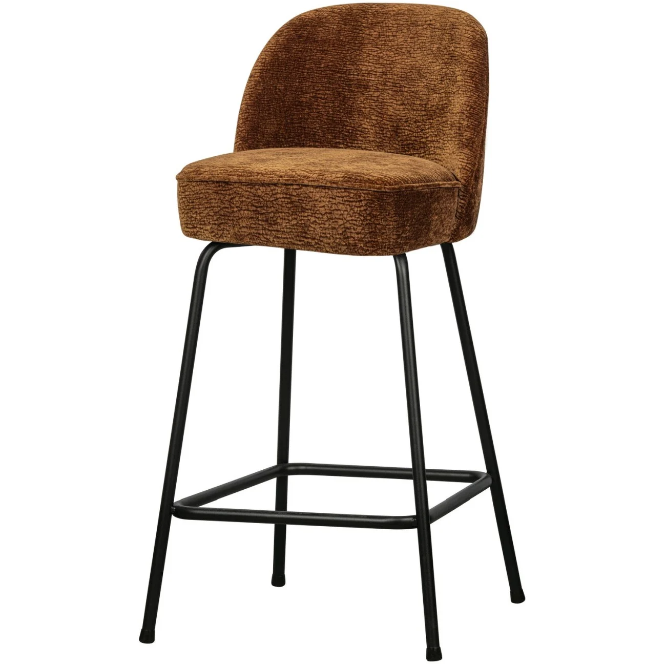 Barhocker Vogue aus Chenille-Stoff, modern gepolstert, 65 cm Sitzhöhe, braun, Metallgestell