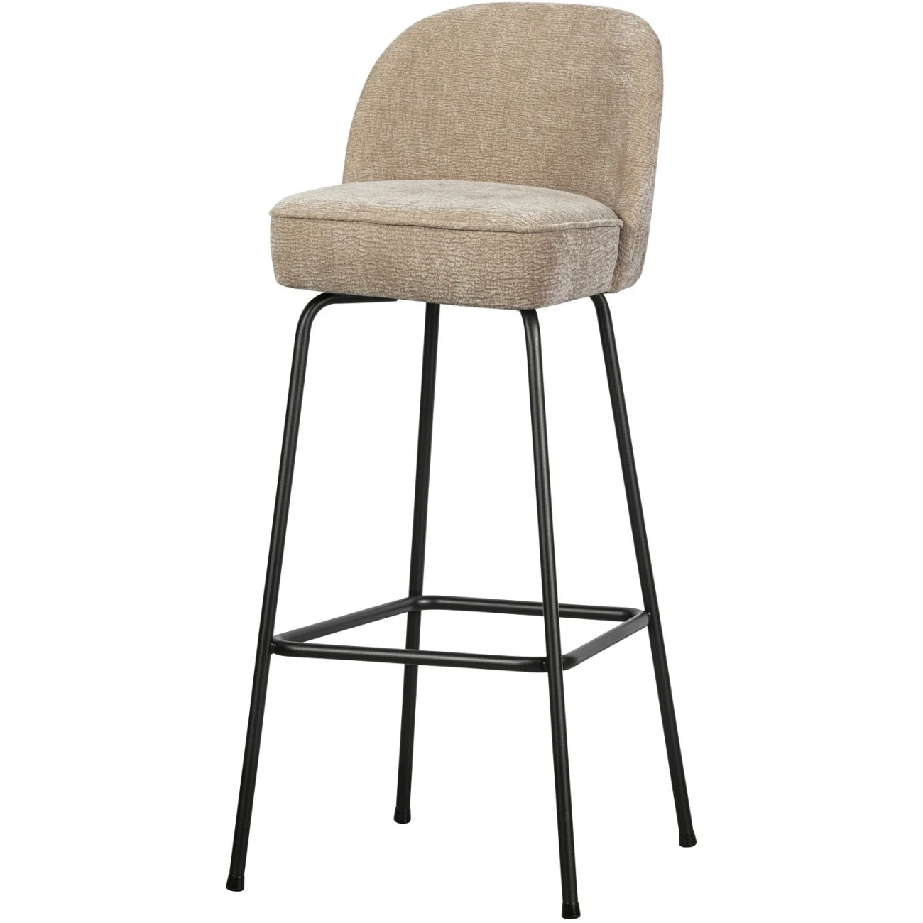 Barhocker Vogue aus Chenille-Stoff, modernes Design, Sand, 80 cm Sitzhöhe, Metallgestell