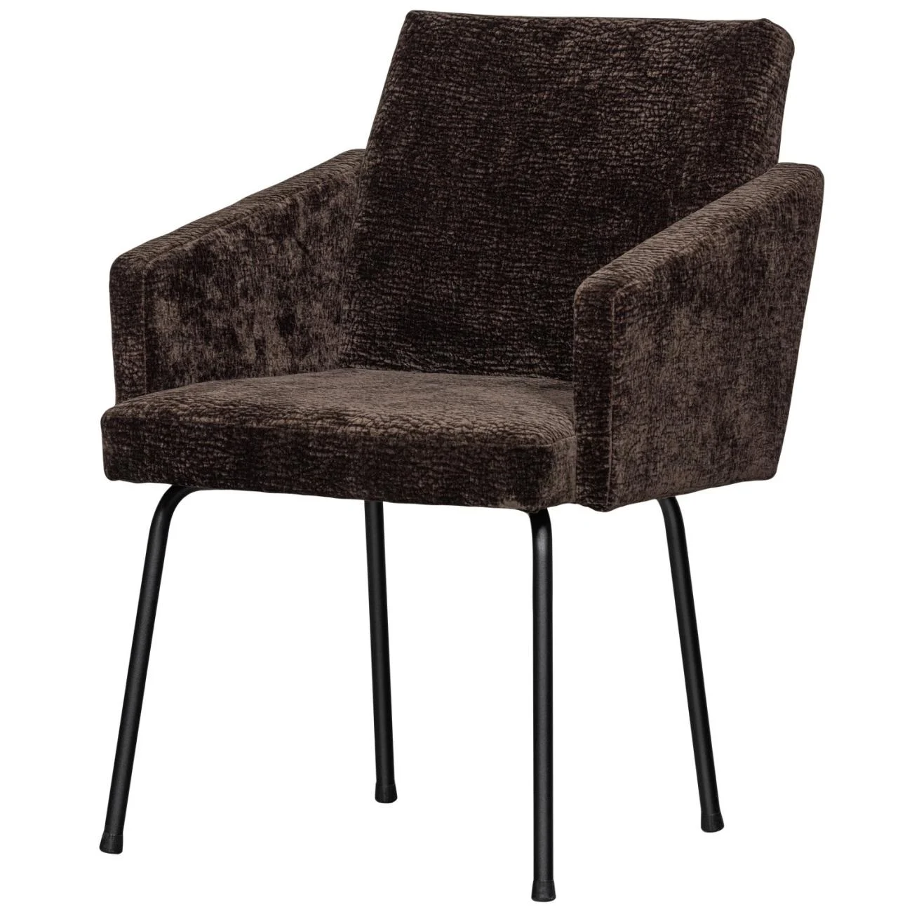Esszimmerstuhl Mount Chenille-Stoff, Retro Chic Design, dunkelbraun, gepolstert und bequem