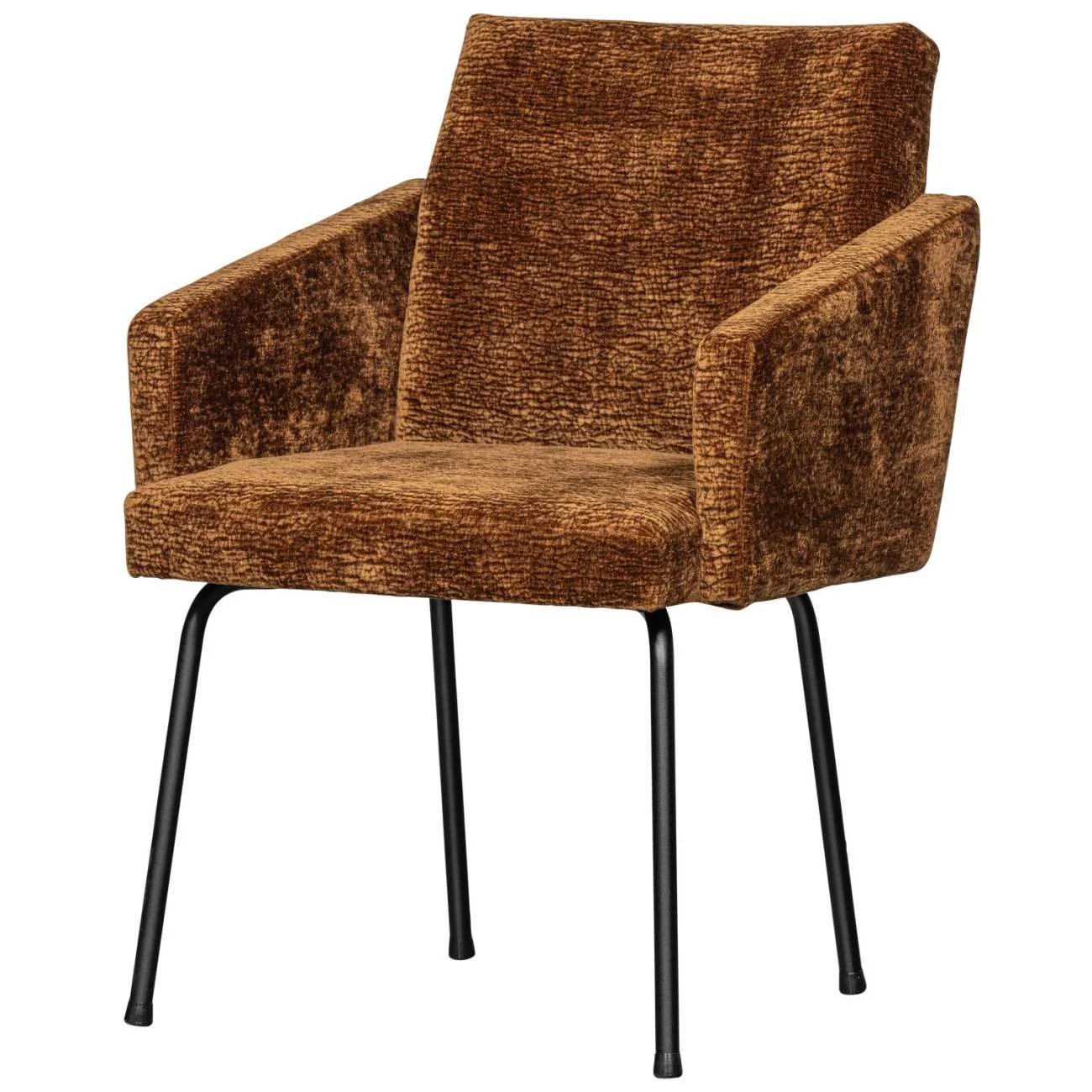 Esszimmerstuhl Mount aus Chenille-Stoff, Retro Chic Design, braun, gepolstert und bequem