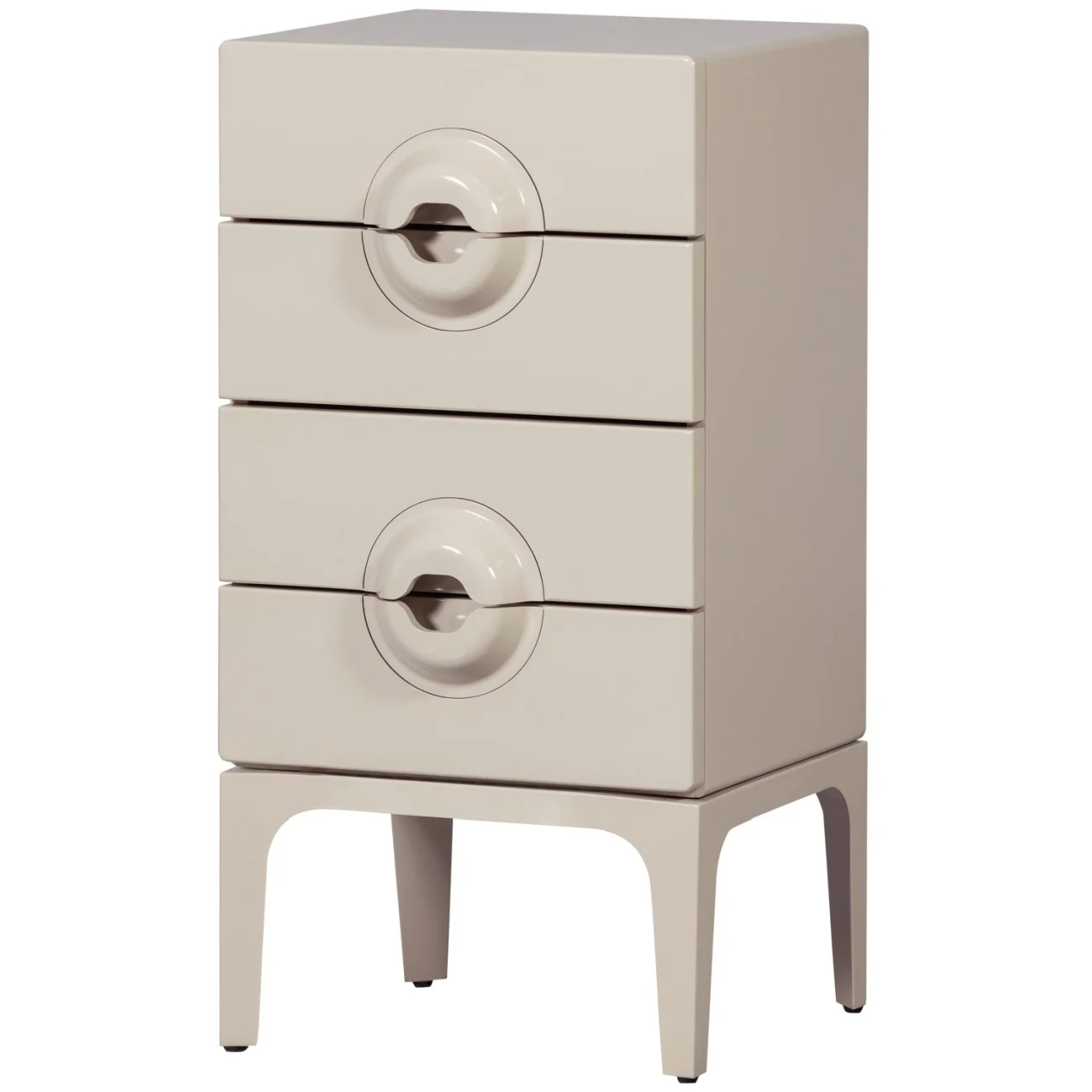 Kommode Merge aus Eukalyptusholz, Retro Chic Design, Greige, 4 Schubladen, lackiert - Woood