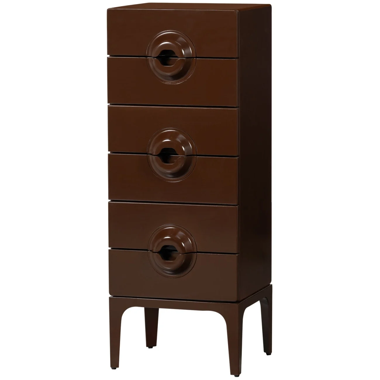 Kommode Merge aus Eukalyptusholz, Retro Chic Design, braun rot, 6 Schubladen, lackiert - Woood
