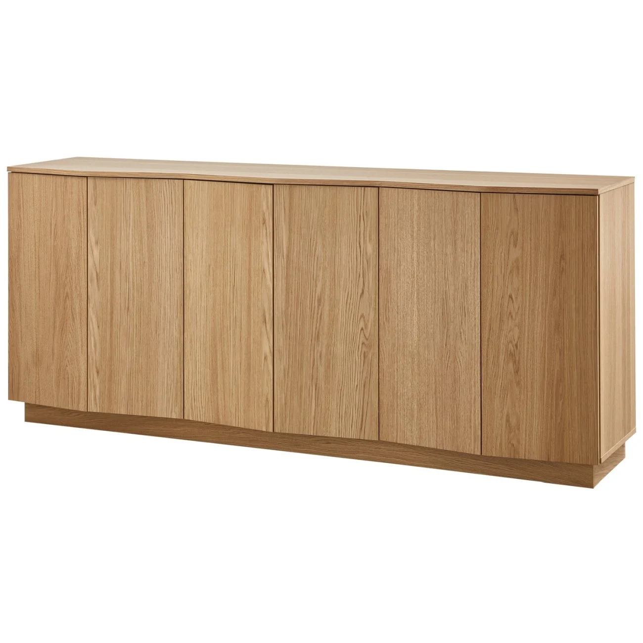 Sideboard Zuma aus Eichenholzfurnier, skandinavischer Stil, natur, 200 cm, Push-to-Open-System