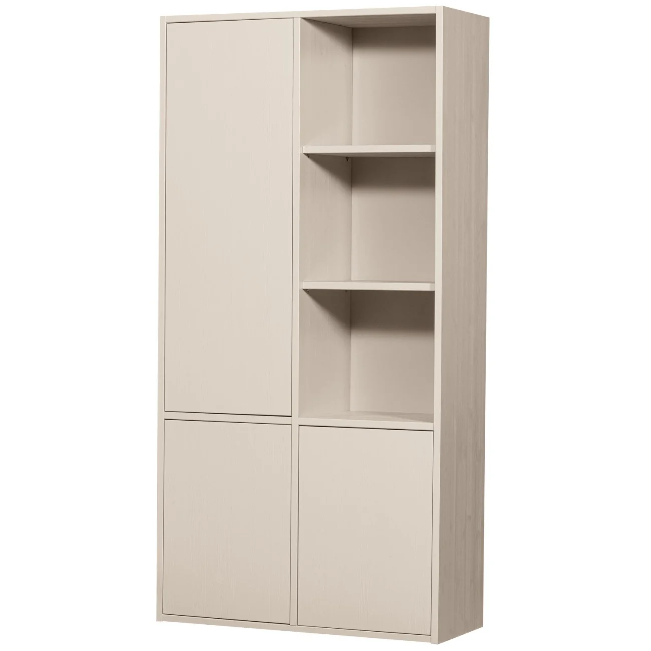 Schrank Merel aus Kiefernholz, modern, hellgrau Dust, 3 Türen, 10 Fächer, FSC-zertifiziert