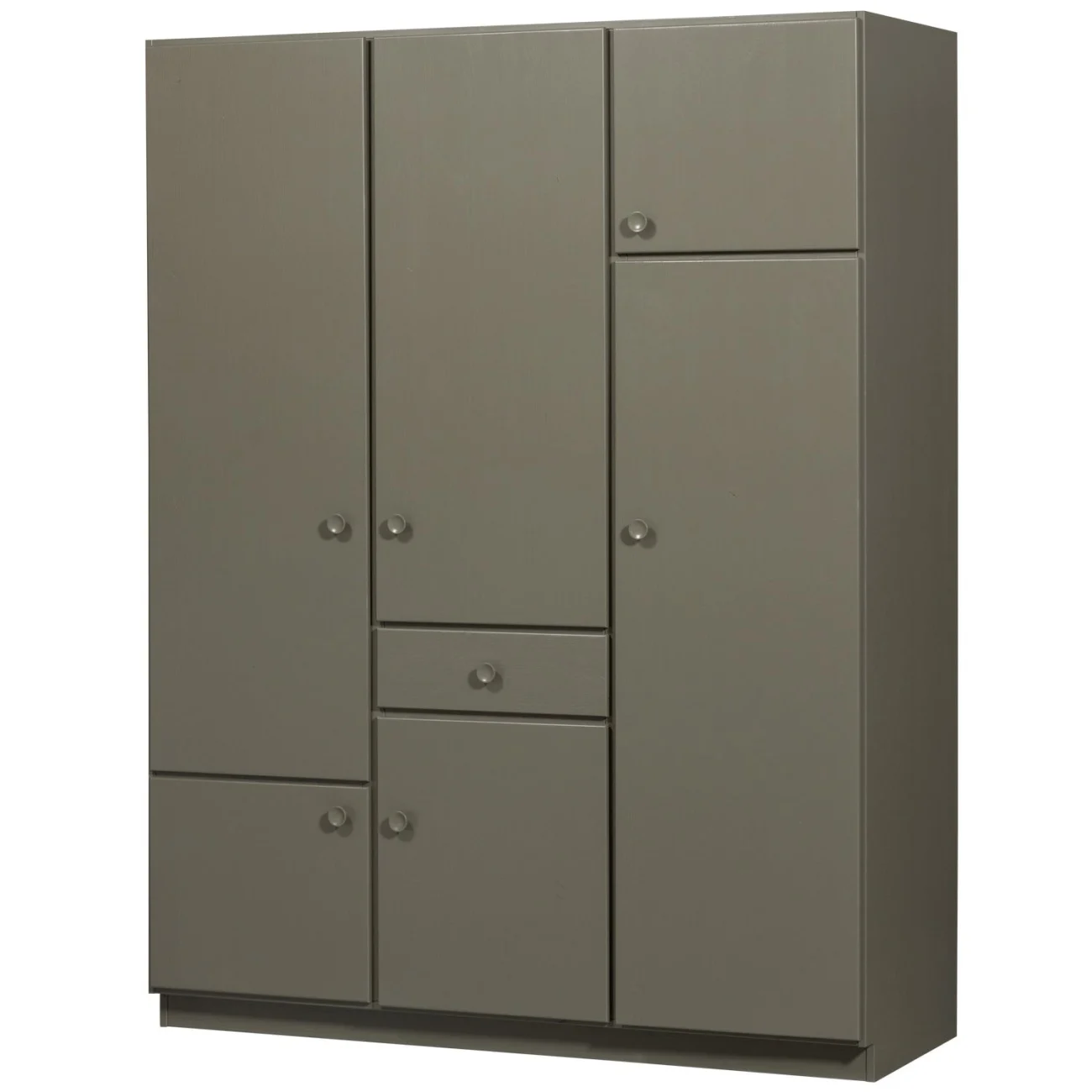 Kleiderschrank Alfie aus Kiefernholz, modernes Design, 160 cm, grün lackiert, mit Anschlagtüren und Schublade - Woood