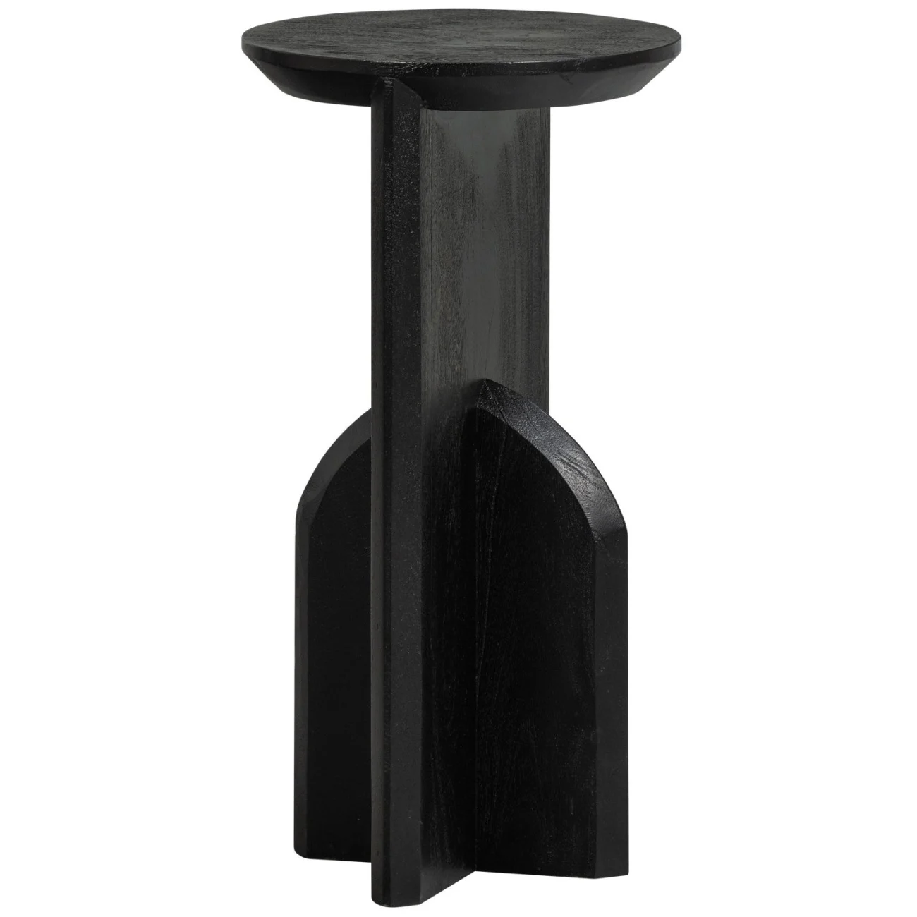 Beistelltisch Kioni aus Akazienholz, modern rundes Design, Schwarz, lackierte Oberfläche - Woood