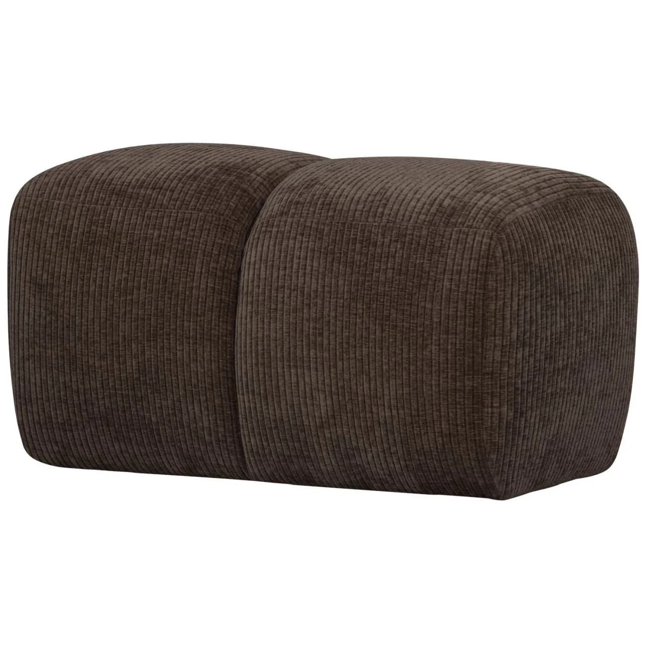 Hocker Mojo aus Flachcord, modern gepolstert, Braun, rechteckig, luxuriöse Remy Rib Textur - Woood