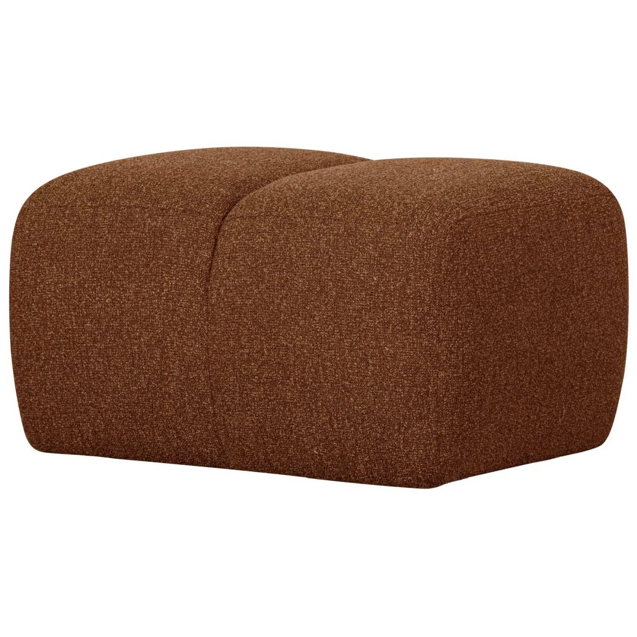 Hocker Mojo aus Bouclé-Stoff, modern gepolstert, rostbraun, rechteckig, komfortabel für Dein Zuhause