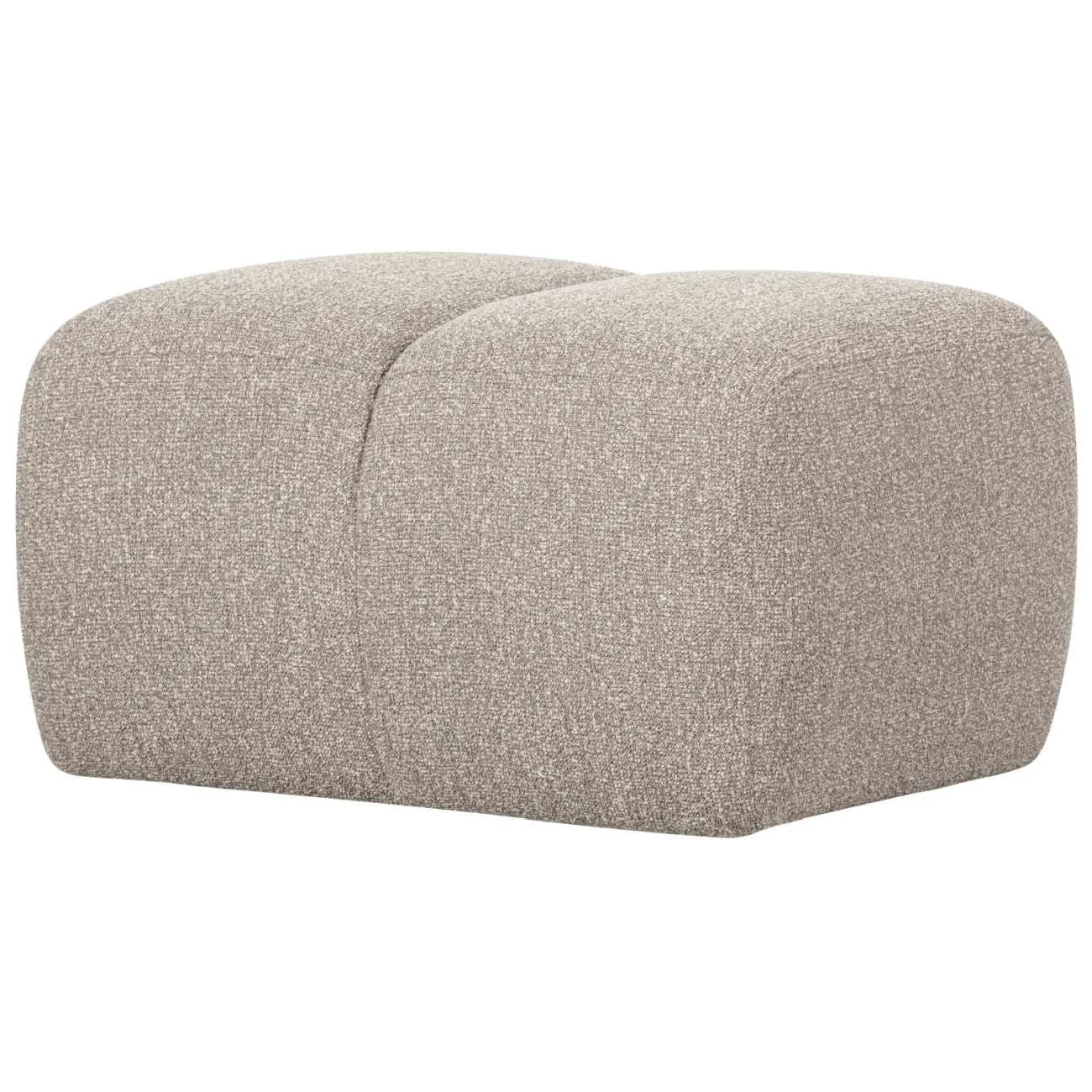 Hocker Mojo aus Boucle-Stoff, modern gepolstert, Beige, rechteckig und bequem