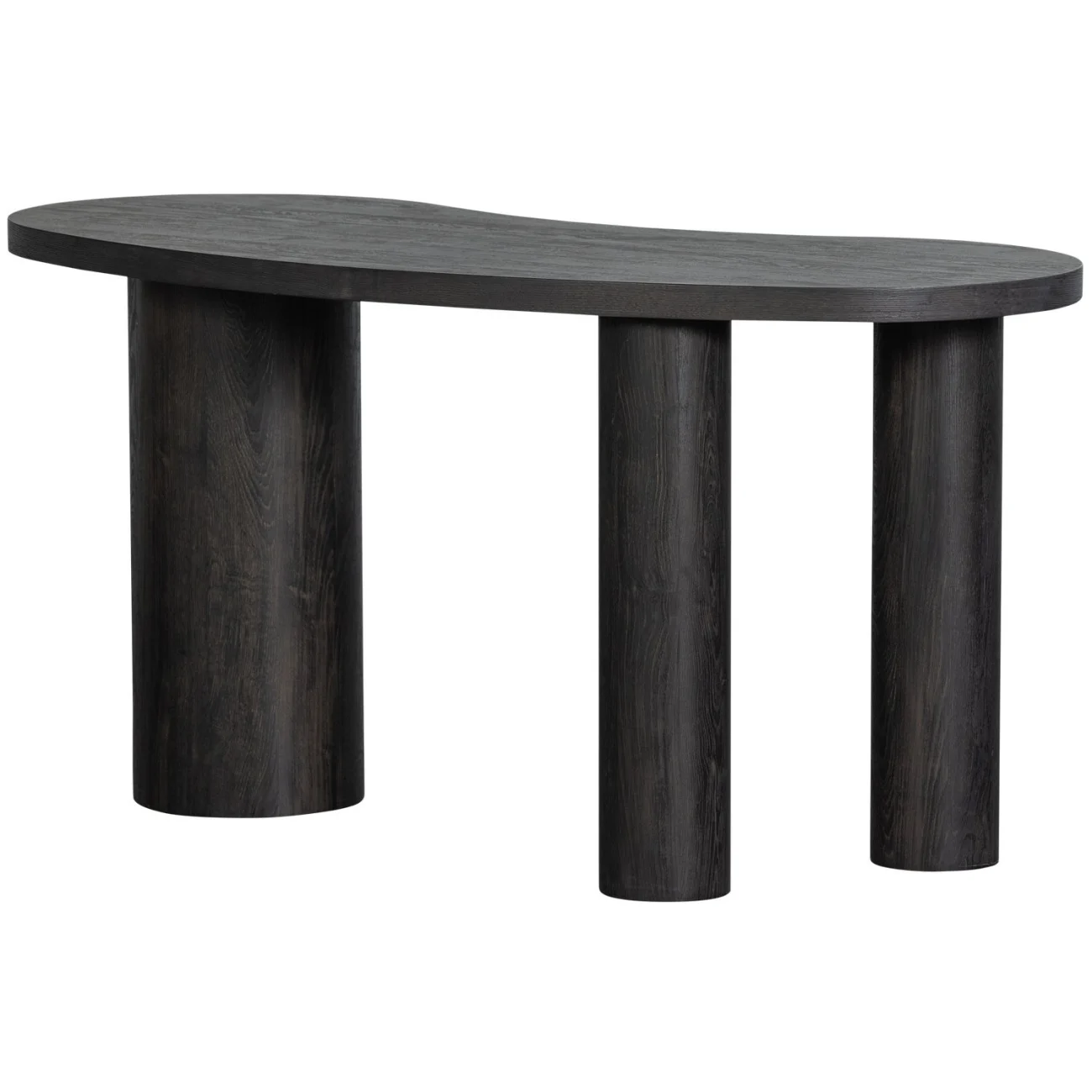 Schreibtisch Maan aus MDF-Holz, modern organisches Design, dunkelbraun, lackierte Oberfläche