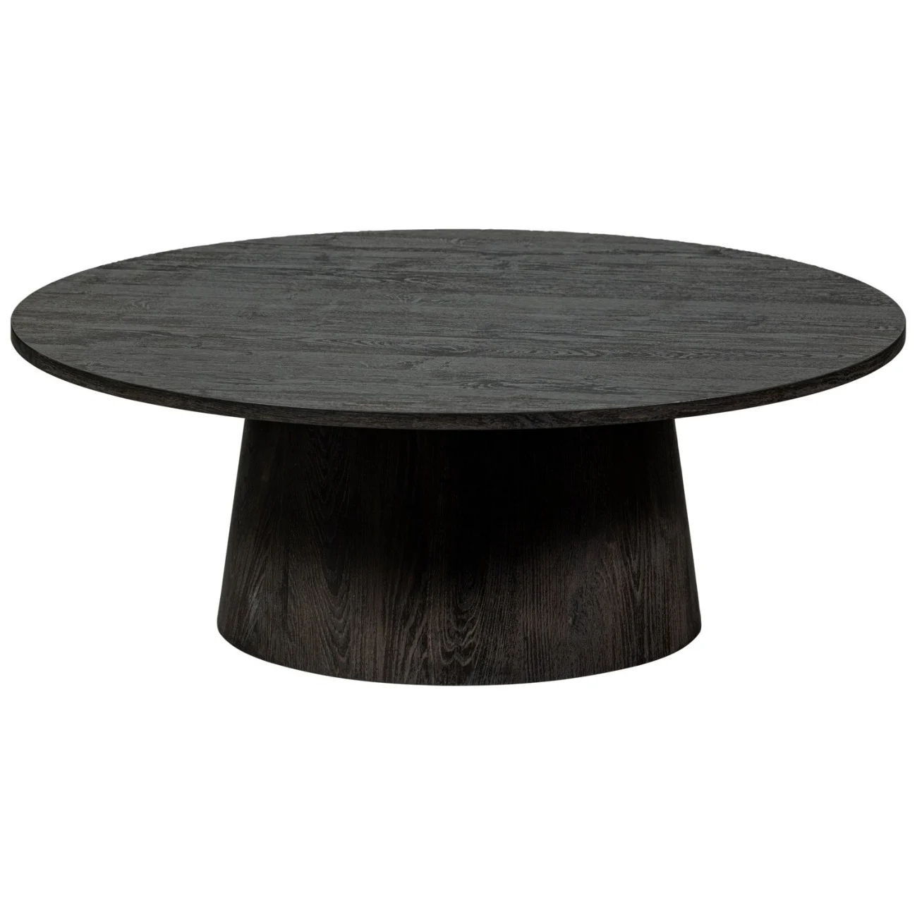 Couchtisch Ativ aus MDF-Holz, rundes Design, modern skandinavisch, Dunkelbraun, Ø 100 cm